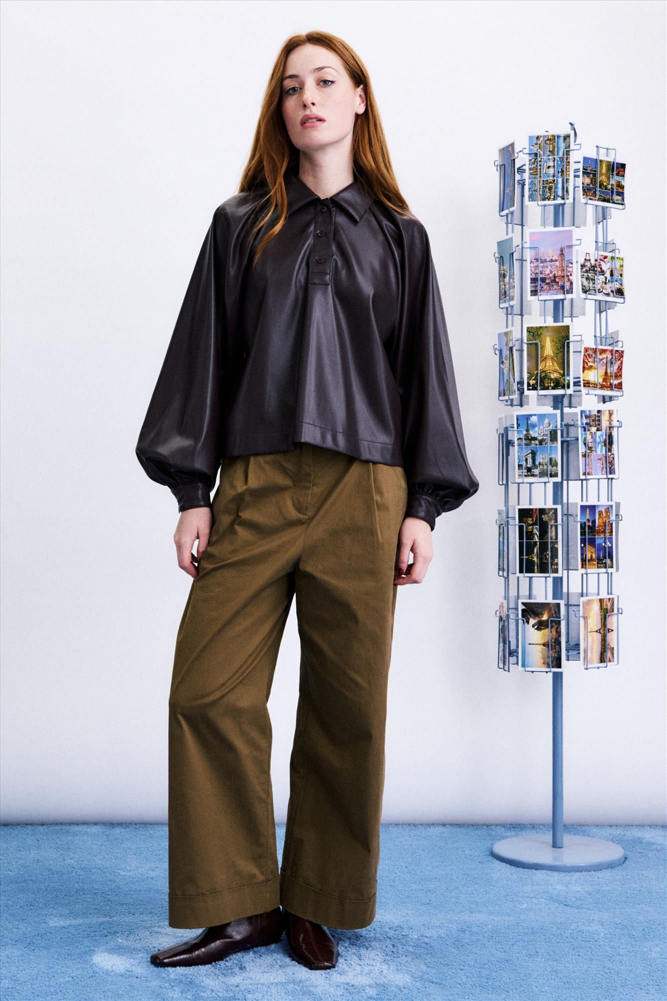 FRNCH - Bordeaux Faux Leather Seorak blouse