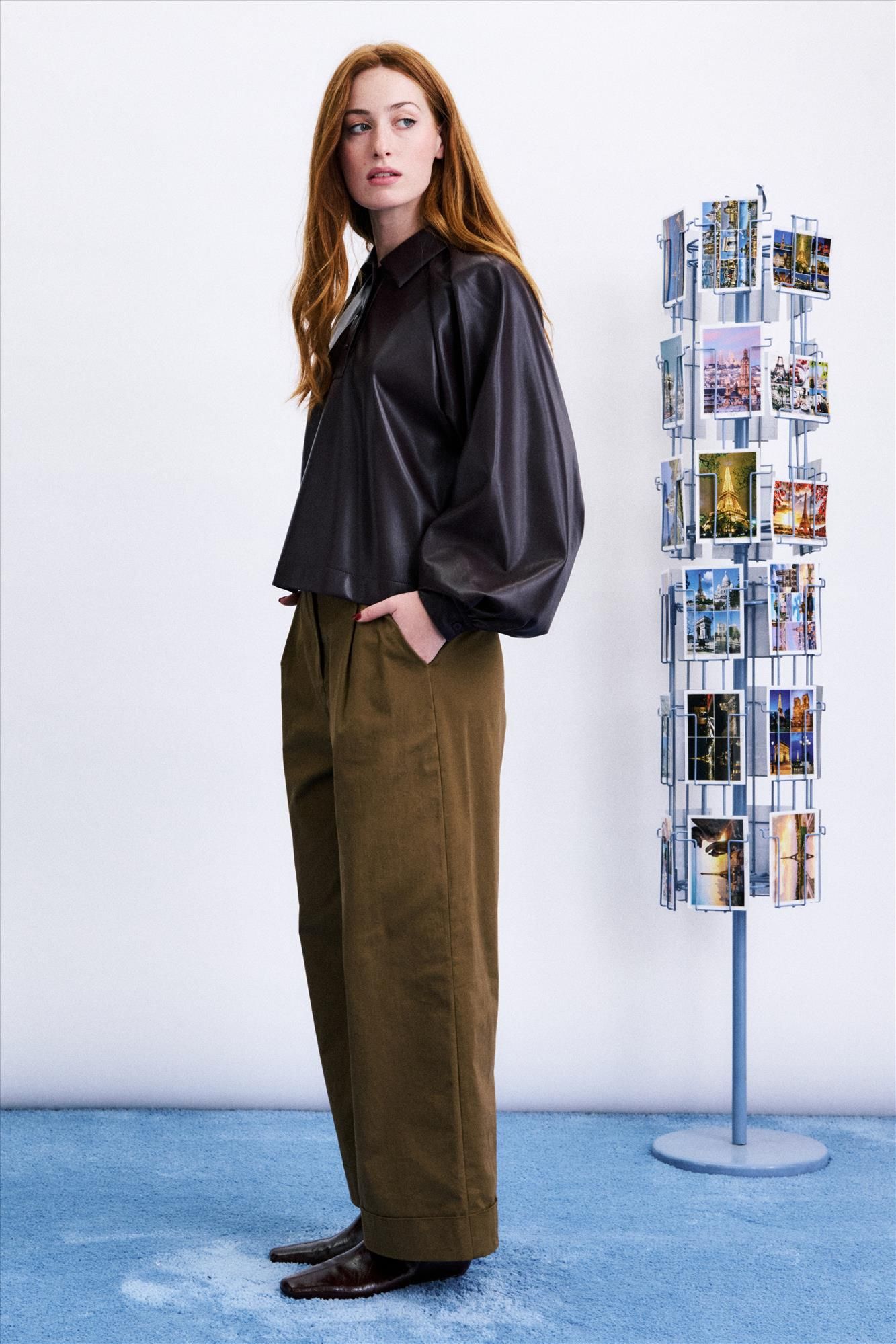 FRNCH - Bordeaux Faux Leather Seorak blouse