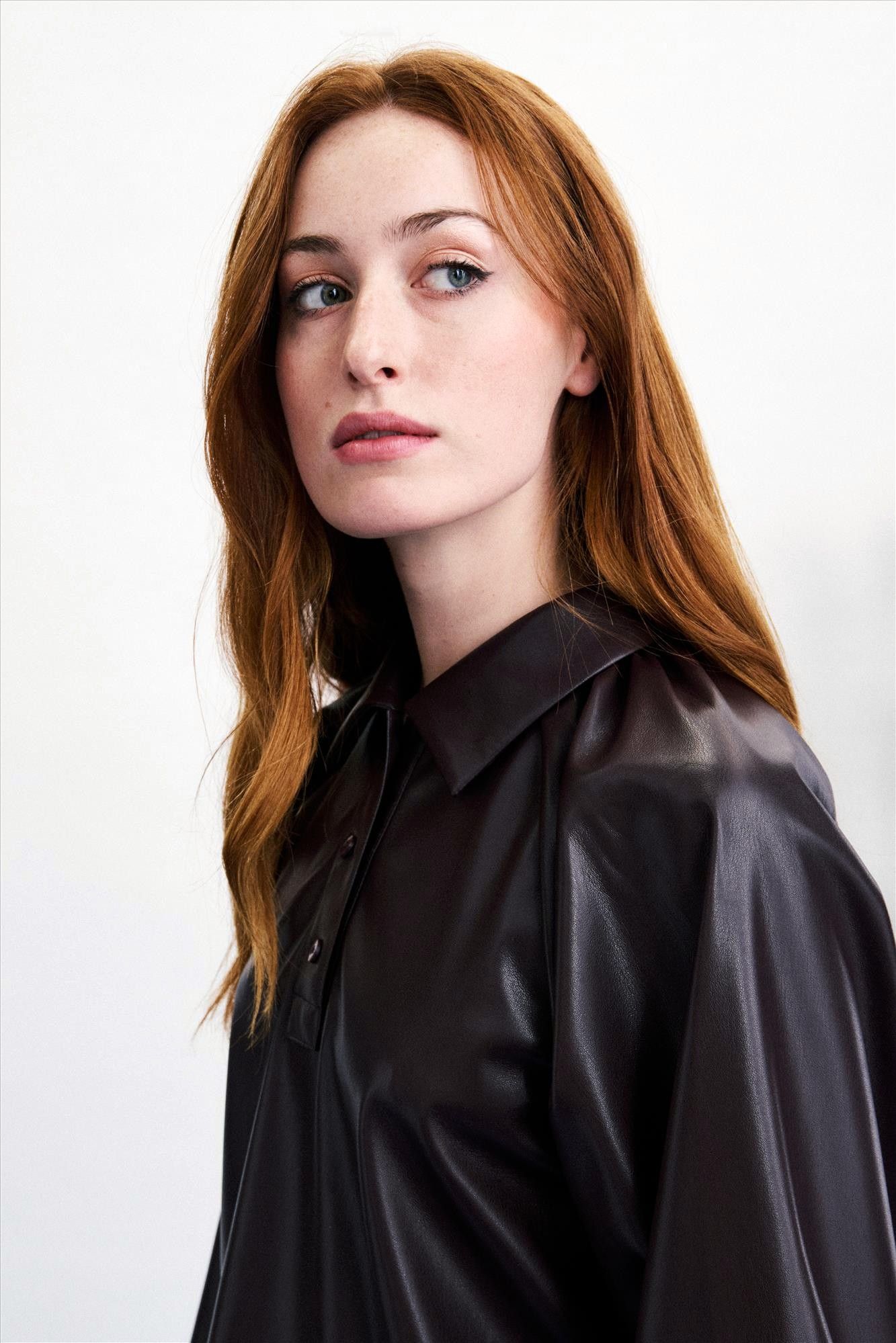 FRNCH - Bordeaux Faux Leather Seorak blouse