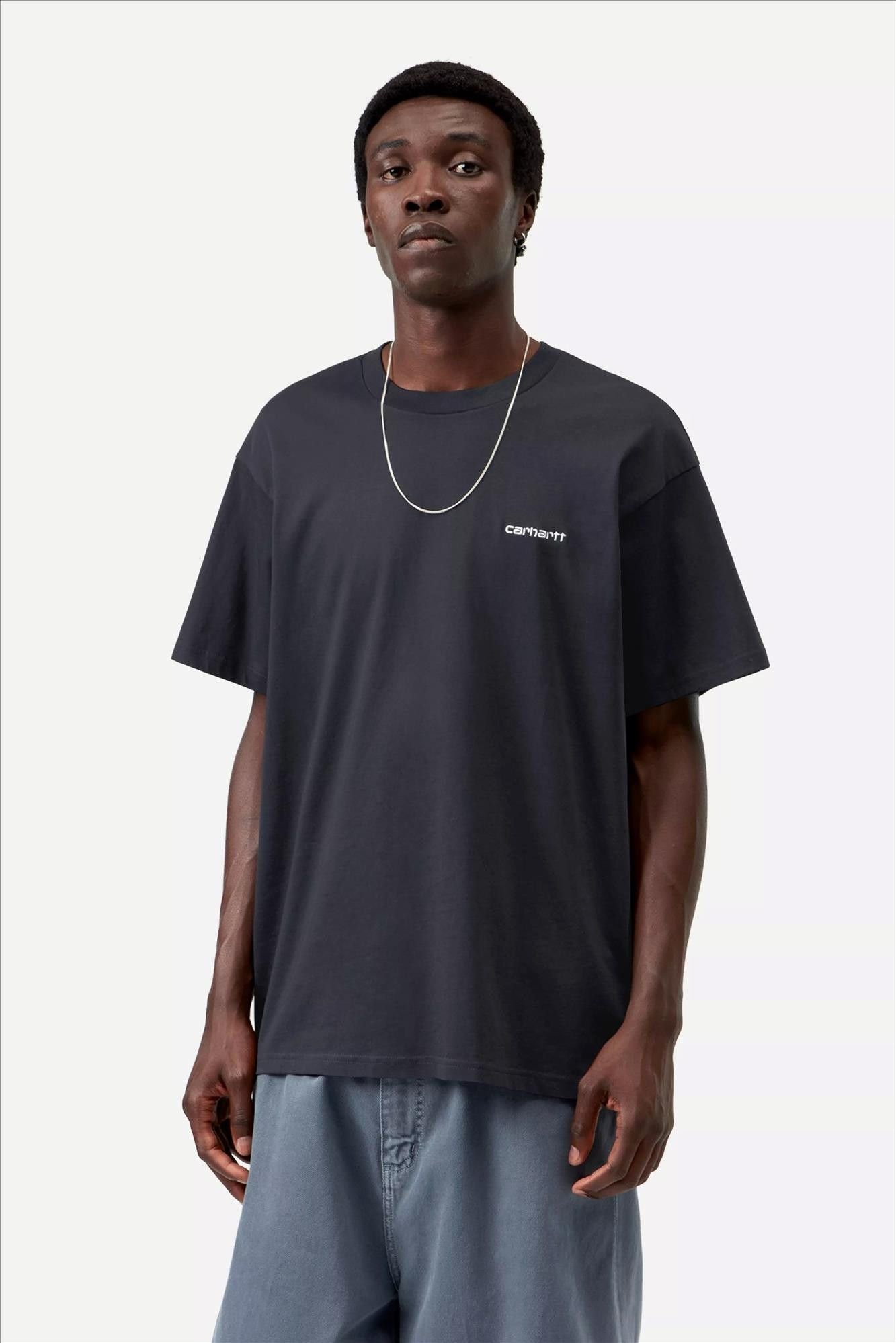 Carhartt WIP - Donkerblauwe Script Embroidery T-shirt