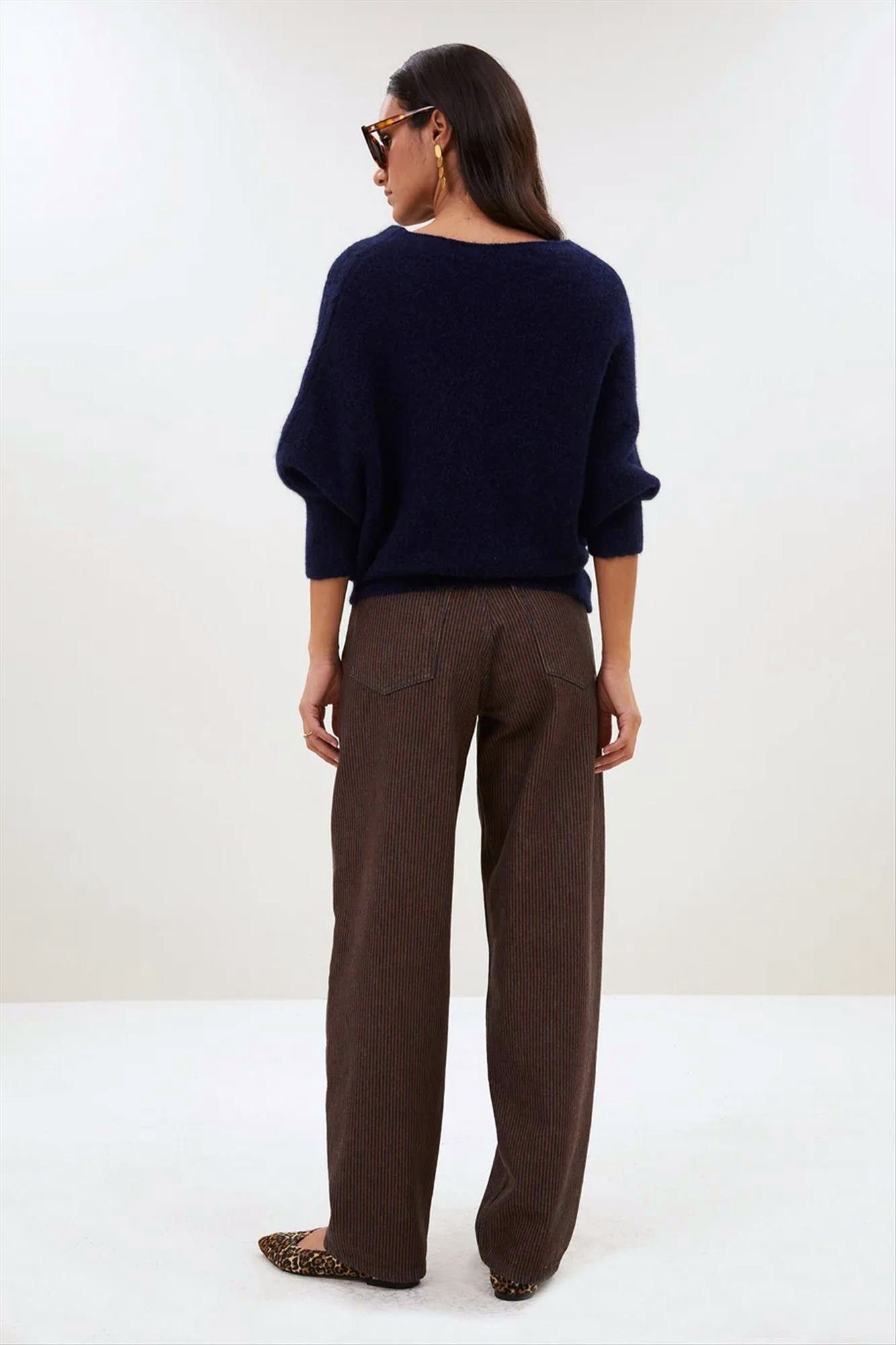 BY BAR - Donkerblauw-Bruine Lew Stripe jeans