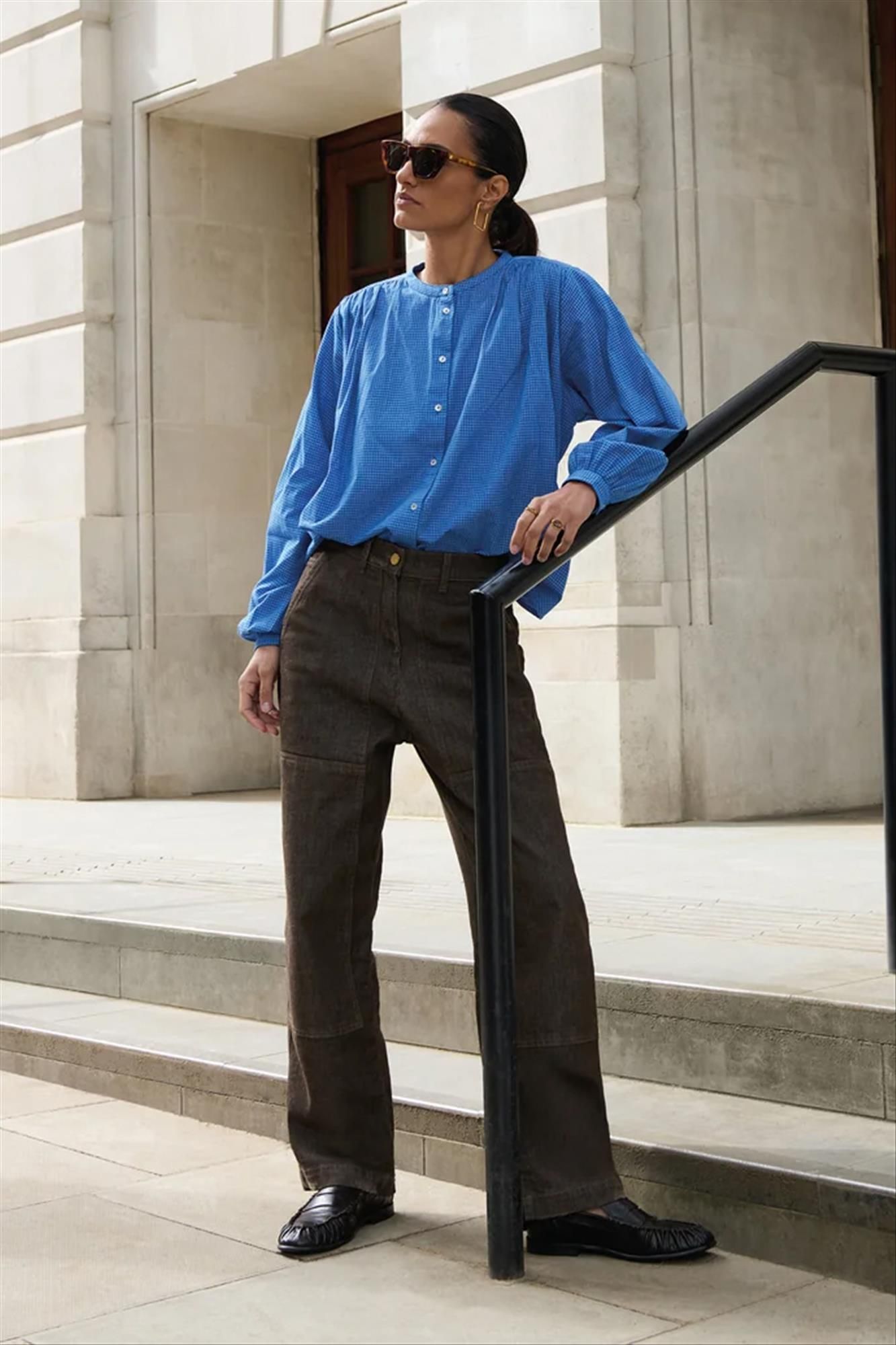 BY BAR - Donkerbruine Jenna Worker jeans