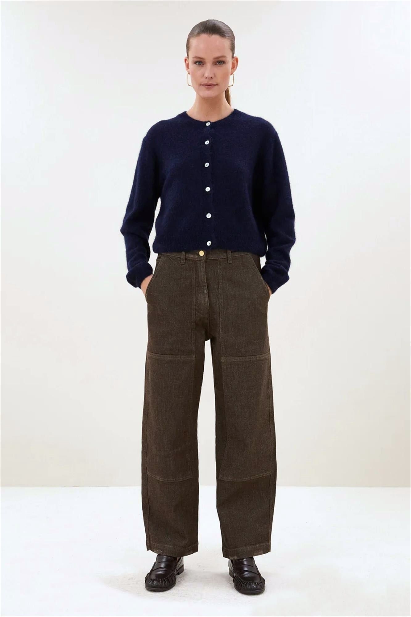 BY BAR - Donkerbruine Jenna Worker jeans
