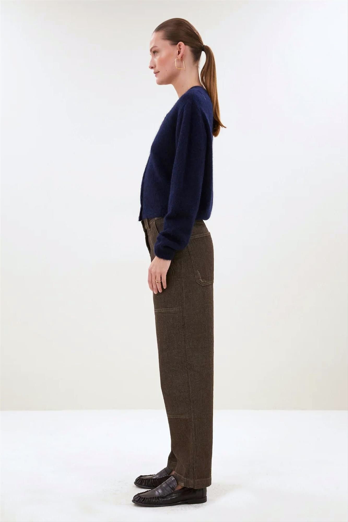 BY BAR - Donkerbruine Jenna Worker jeans