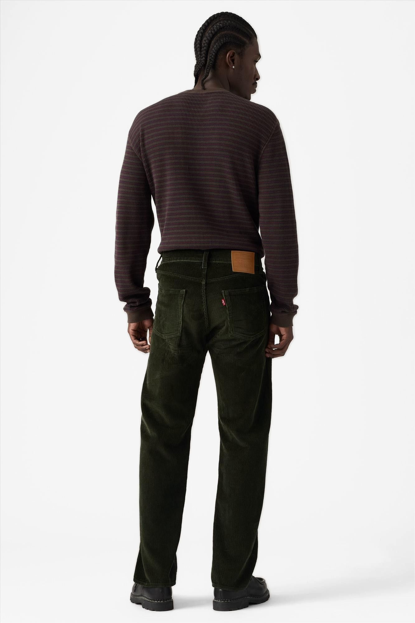 Levi's - Donkergroene ribfluweel Relaxed 555 Straight jeans