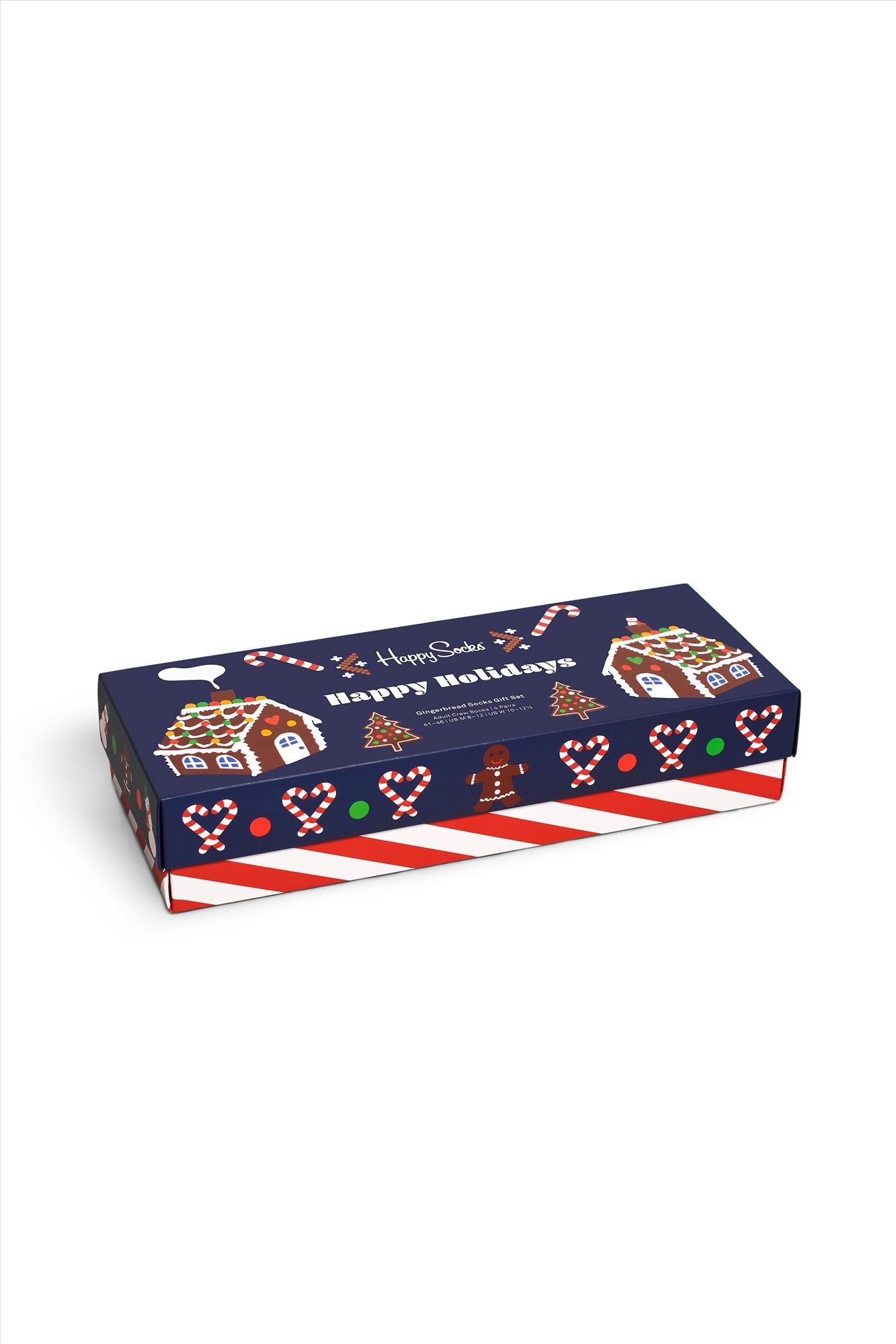 Happy Socks - Donkerblauw-multicolour Gingerbread Cookies 4-pack Gift Box Sokken, maat 36-40