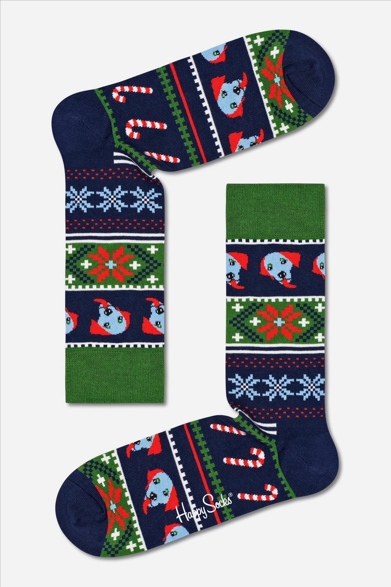 Happy Socks - Donkerblauw-multicolour Gingerbread Cookies 4-pack Gift Box Sokken, maat 36-40