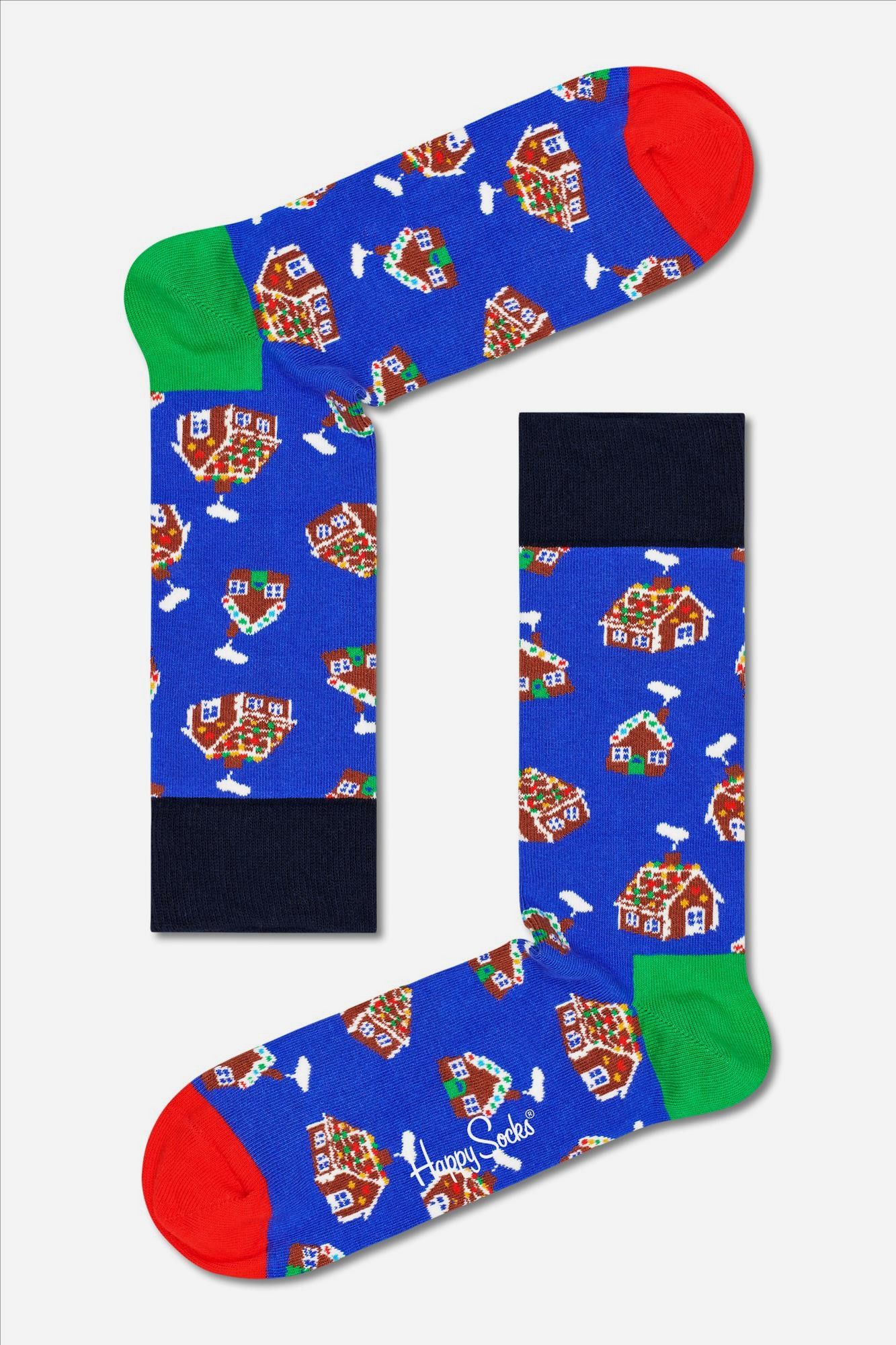 Happy Socks - Donkerblauw-multicolour Gingerbread Cookies 4-pack Gift Box Sokken, maat 36-40