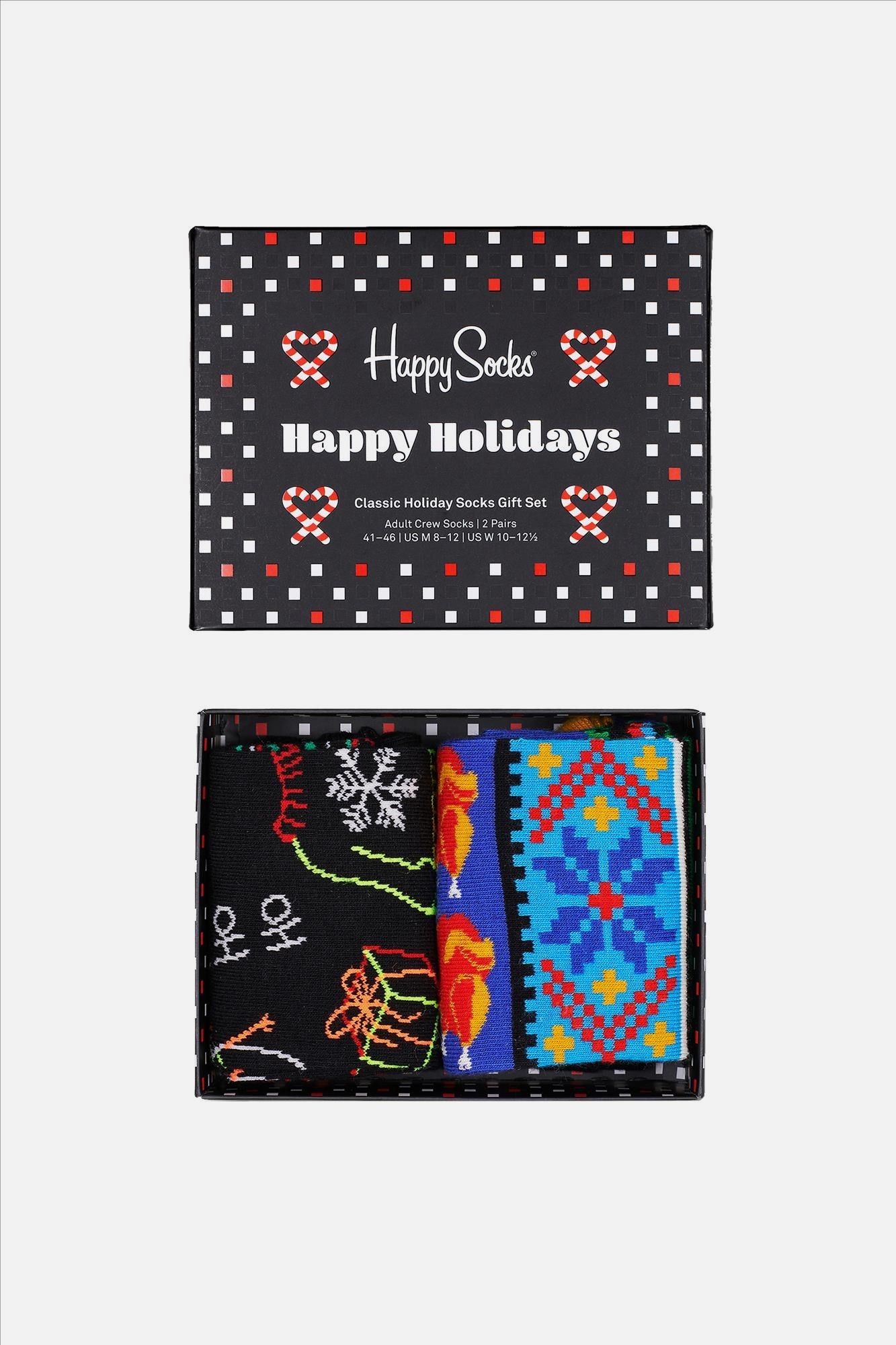 Happy Socks - Zwart-multicolour Ho Ho Ho 2-pack Gift Box Sokken, maat 36-40