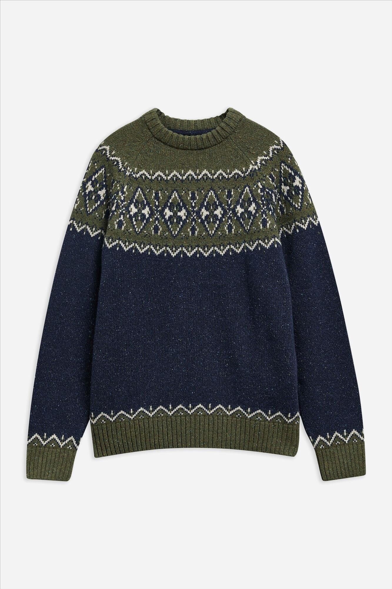 Barbour - Donkerblauw-Olijfgroene Fairisle trui