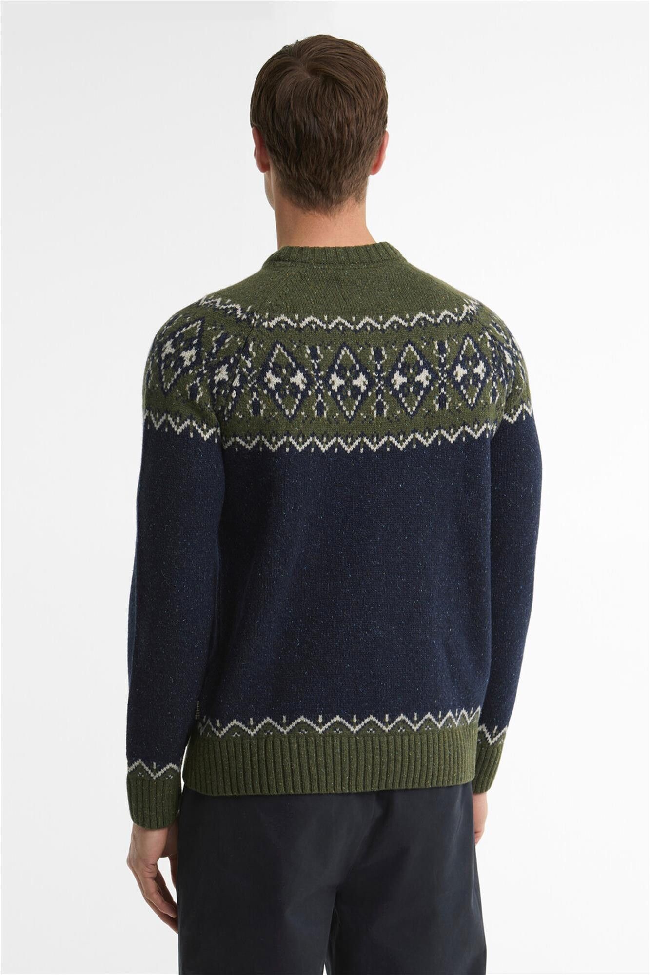 Barbour - Donkerblauw-Olijfgroene Fairisle trui