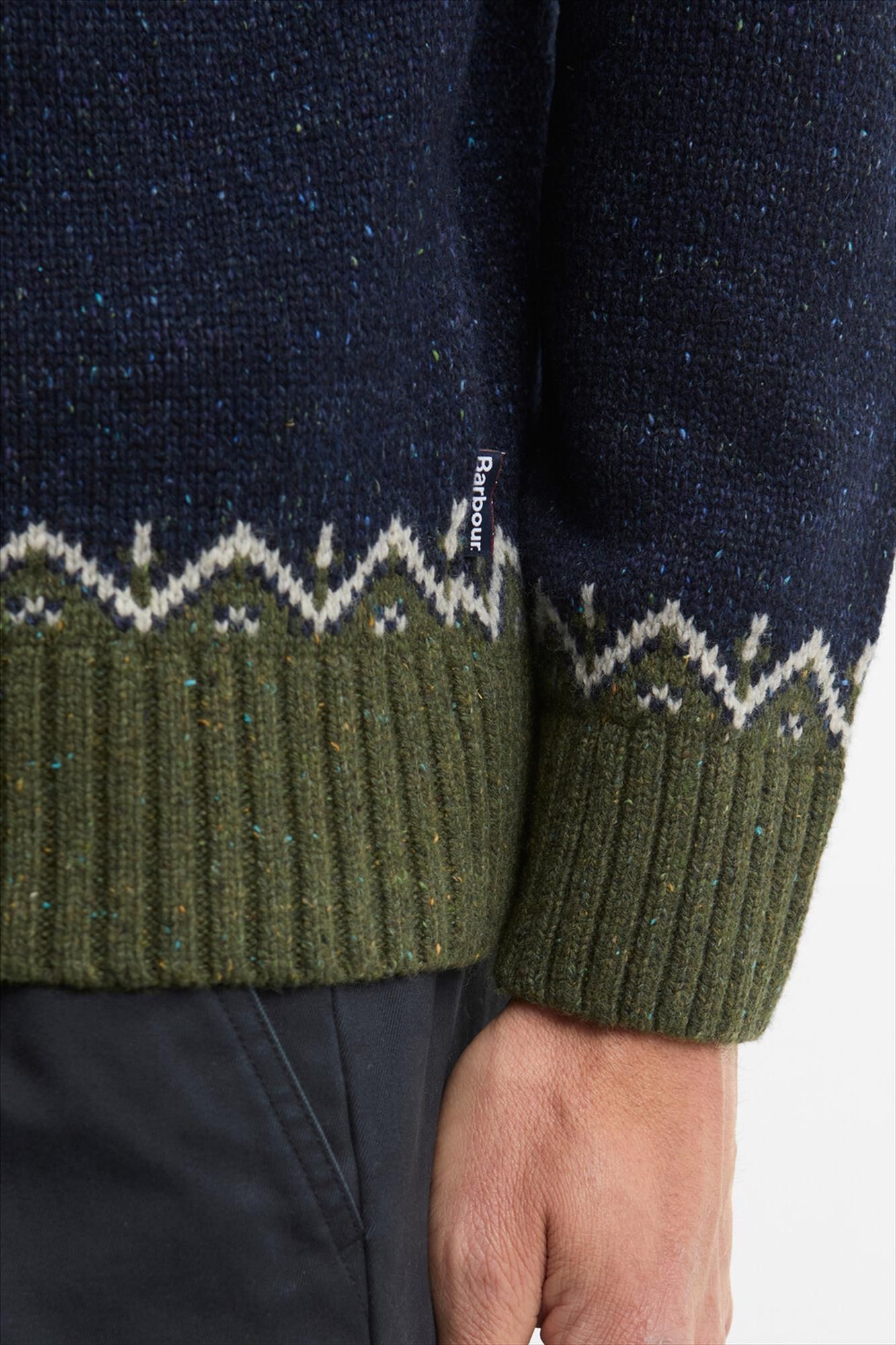 Barbour - Donkerblauw-Olijfgroene Fairisle trui