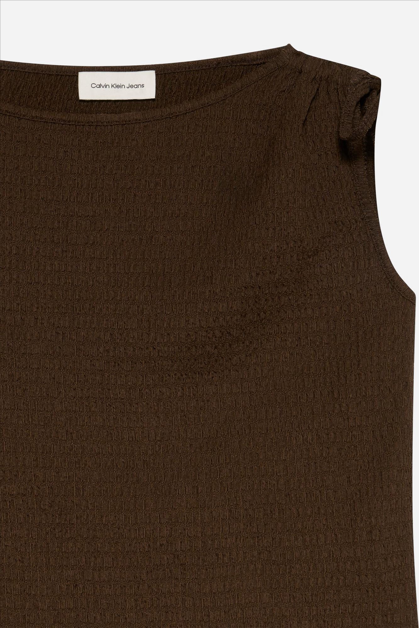 Calvin Klein Jeans - Donkerbruine Textured Knit top