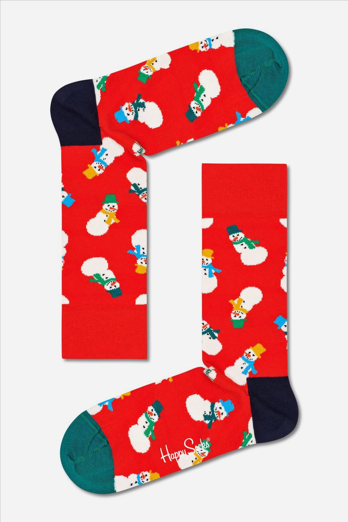 Happy Socks - Blauw-rode Snowman 3-pack Gift Box Sokken, maat 41-46