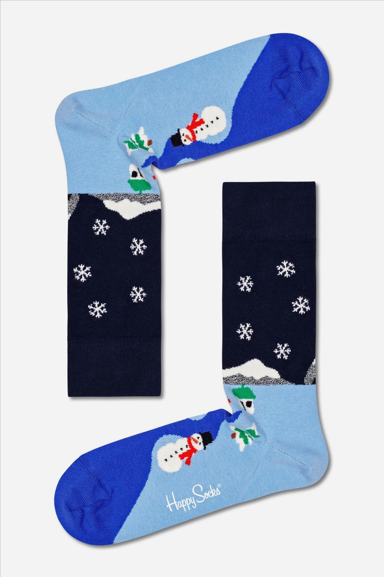 Happy Socks - Blauw-rode Snowman 3-pack Gift Box Sokken, maat 41-46