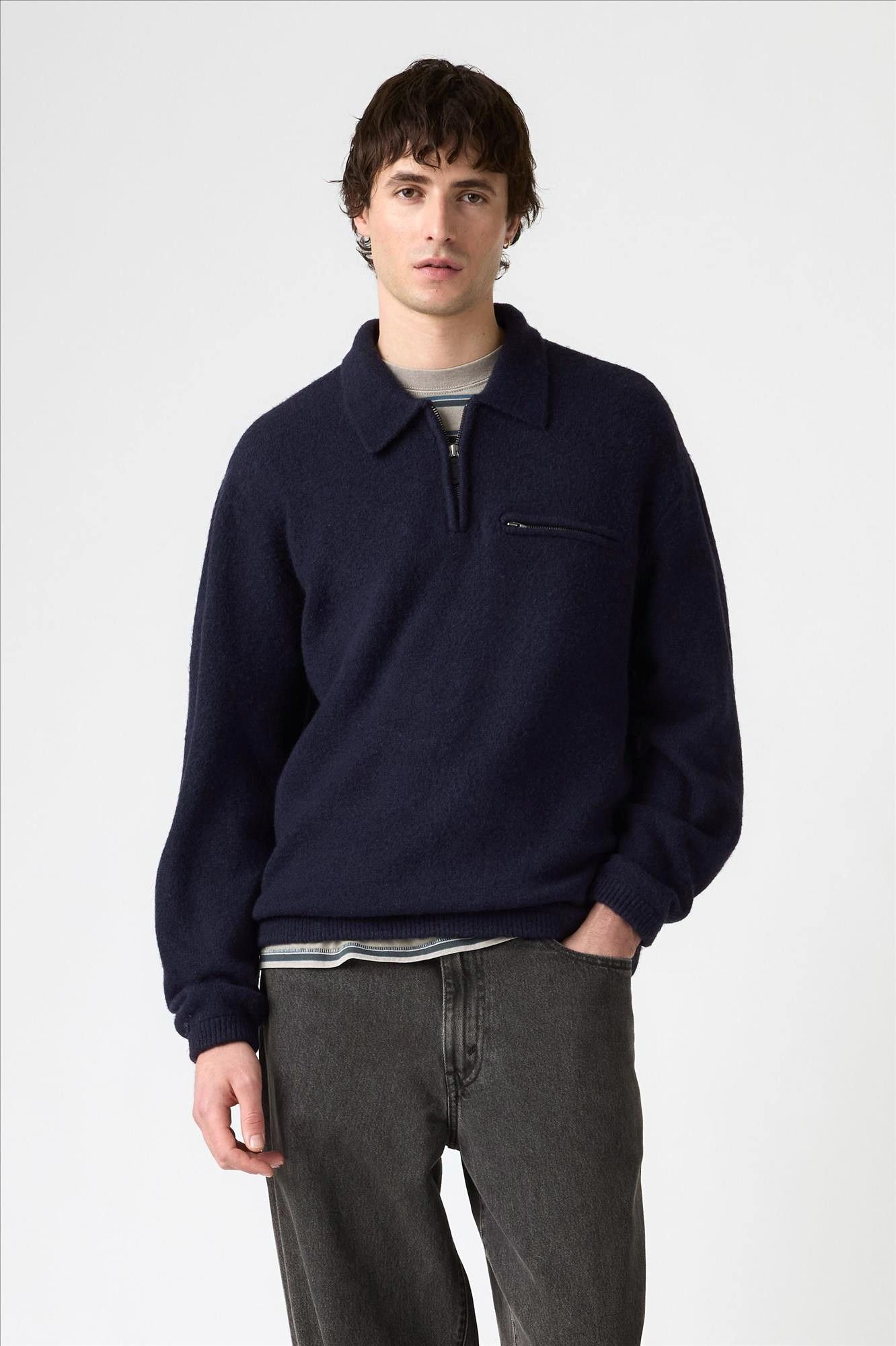 Levi's - Donkerblauwe Boulder Quarter Zip trui