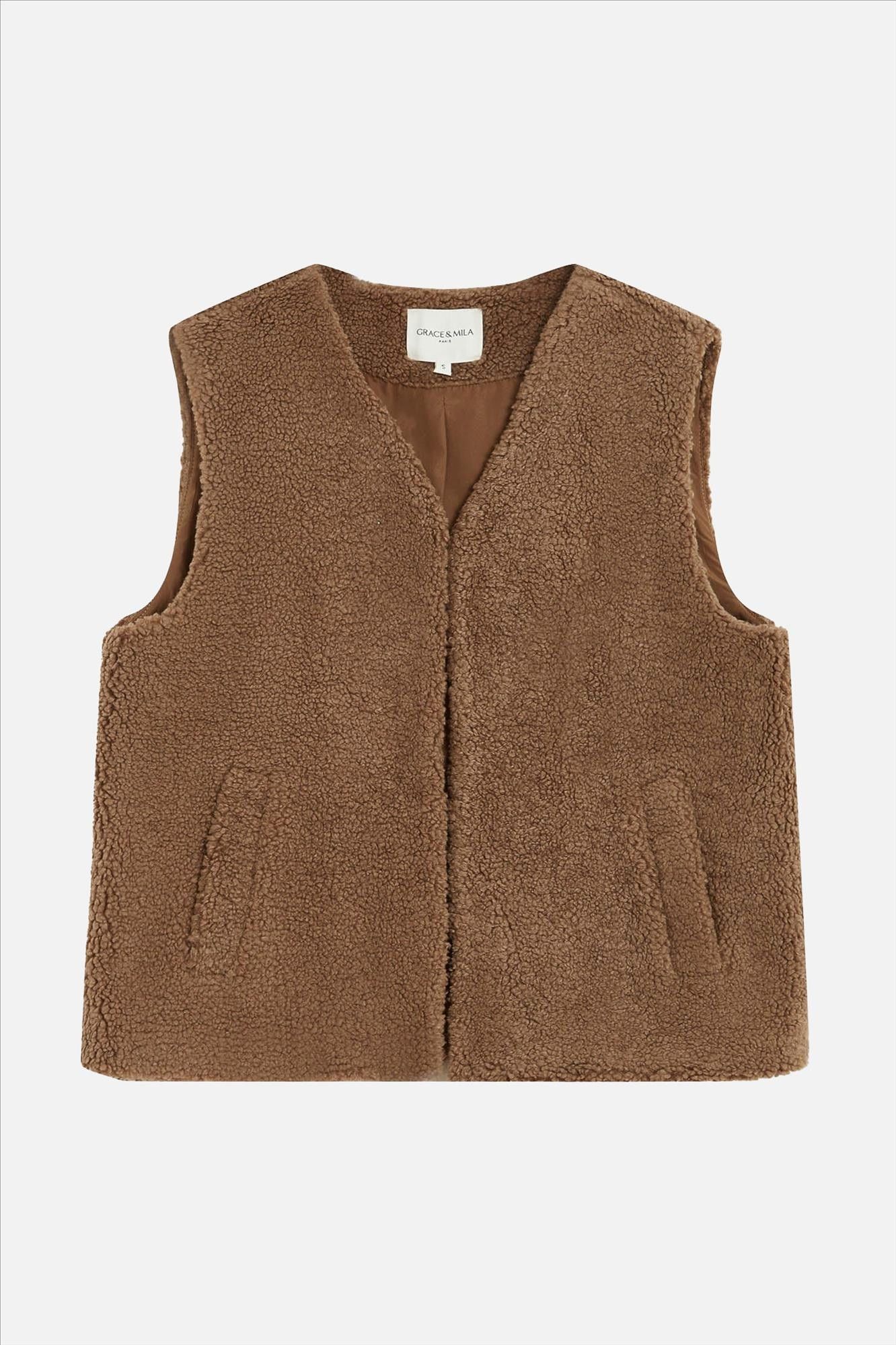 Grace & Mila - Bruin Avery vestje
