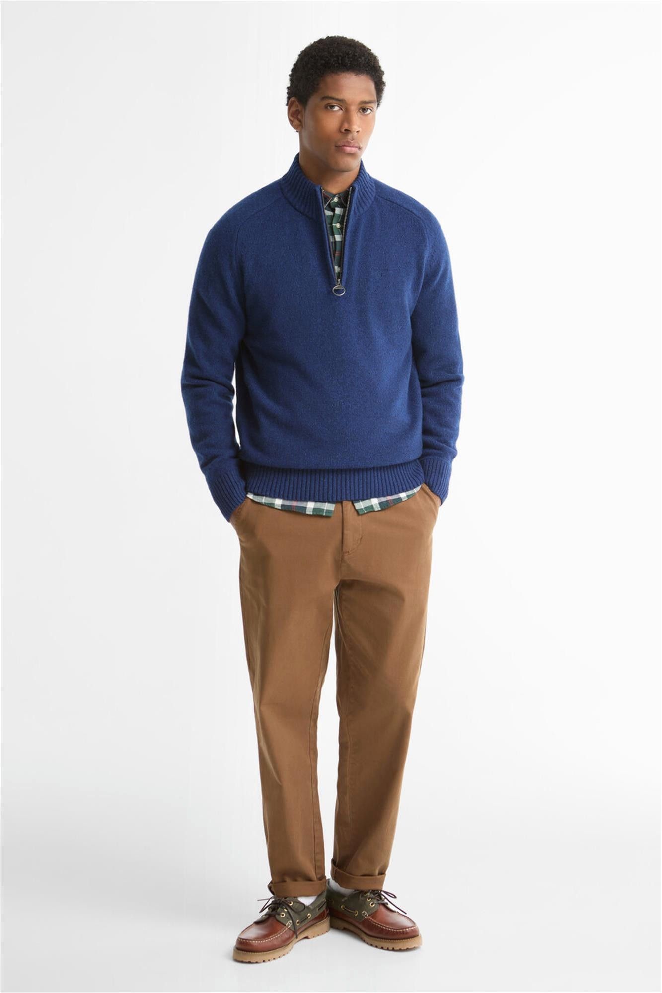 Barbour - Blauwe Newtown Half Zip trui