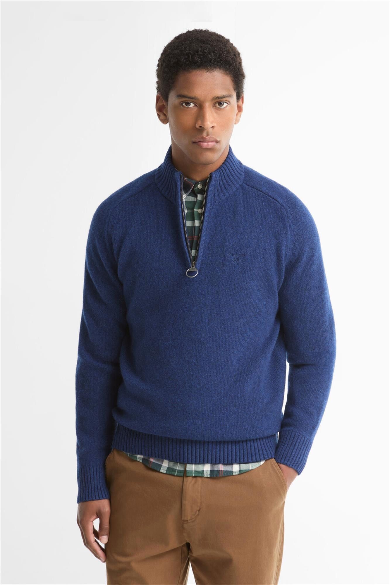 Barbour - Blauwe Newtown Half Zip trui