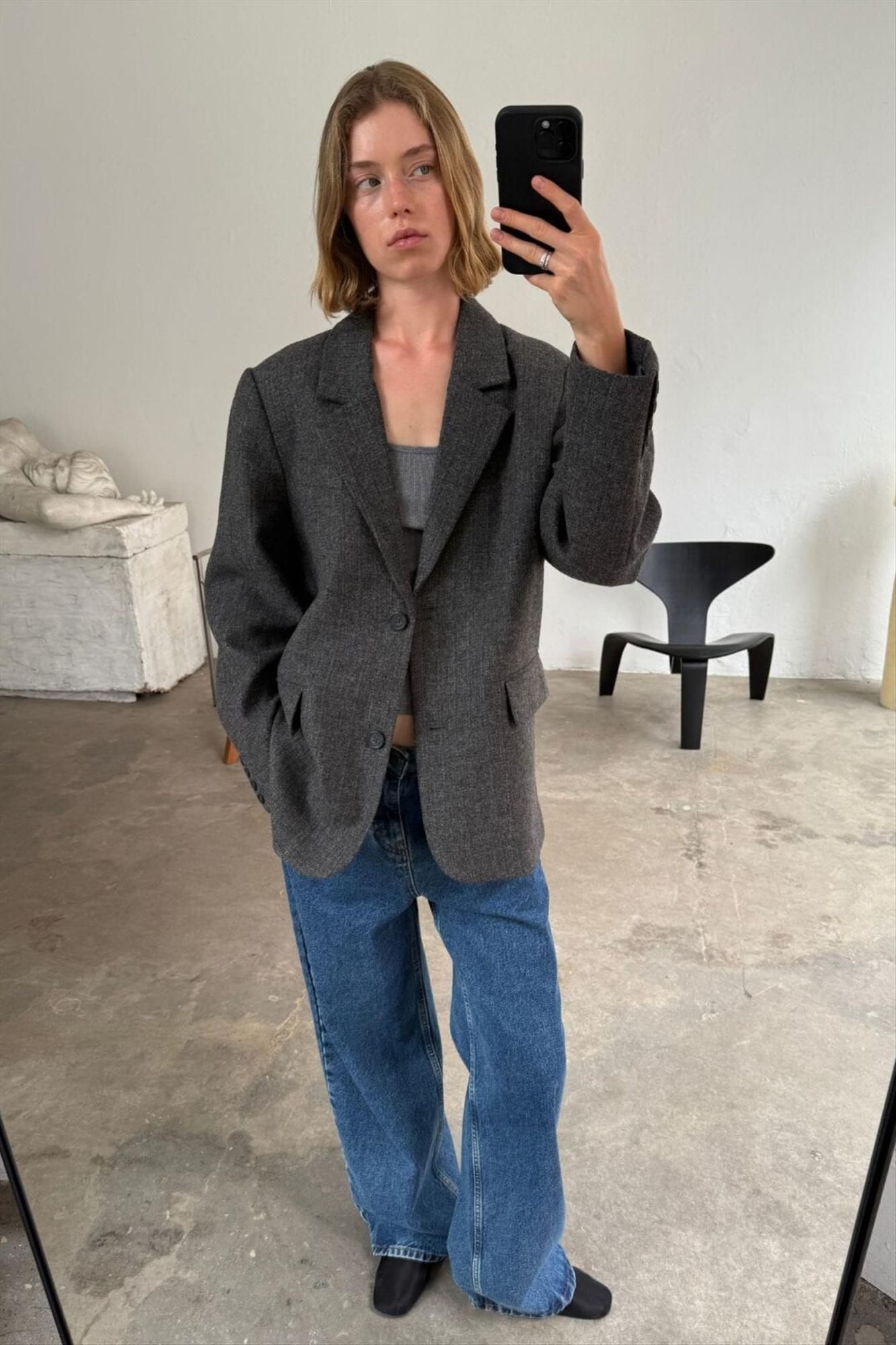 Boii Studios - Donkergrijze Solvej Wool blazer