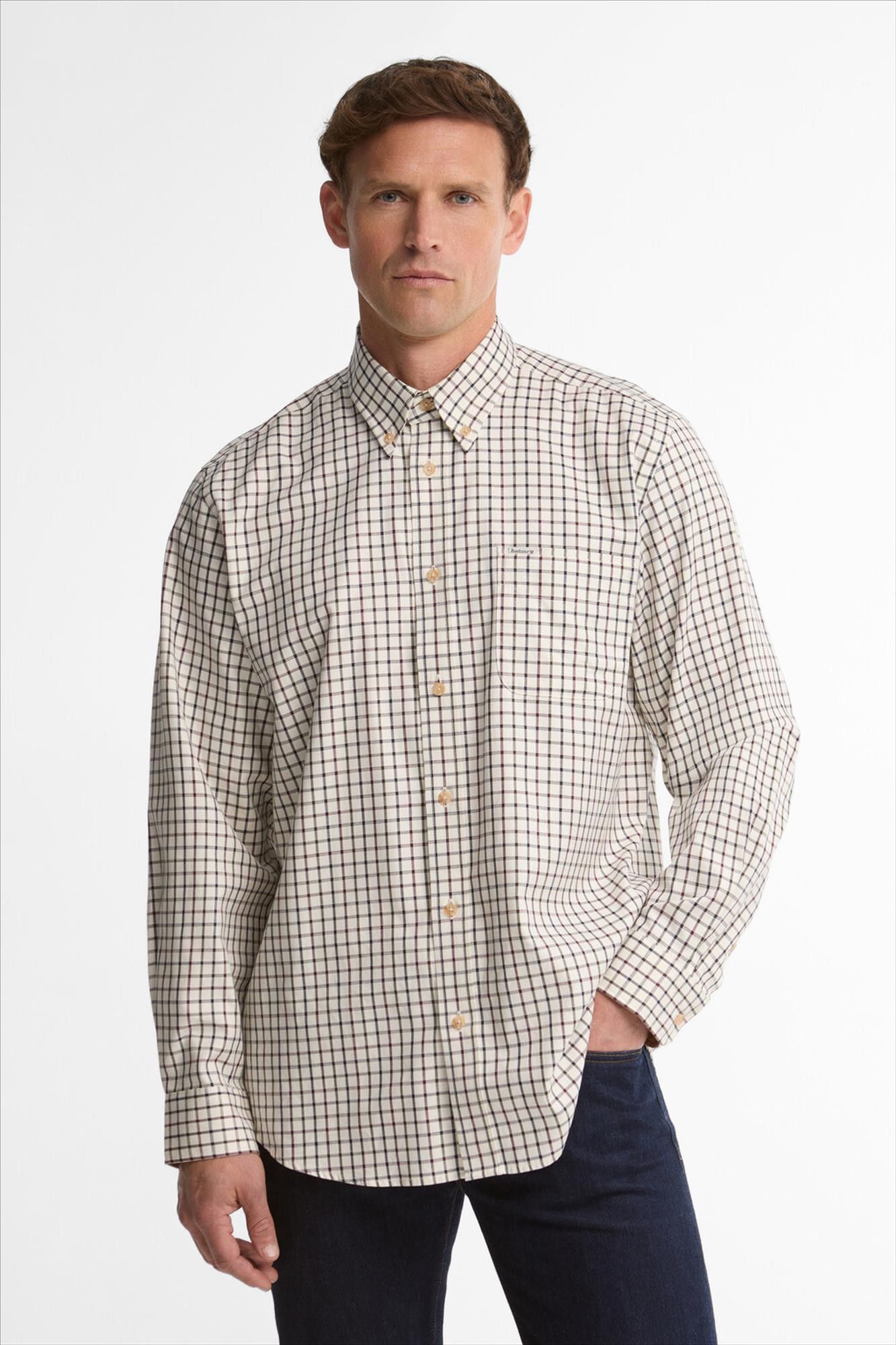 Barbour - Ecru-Bordeaux Sporting hemd
