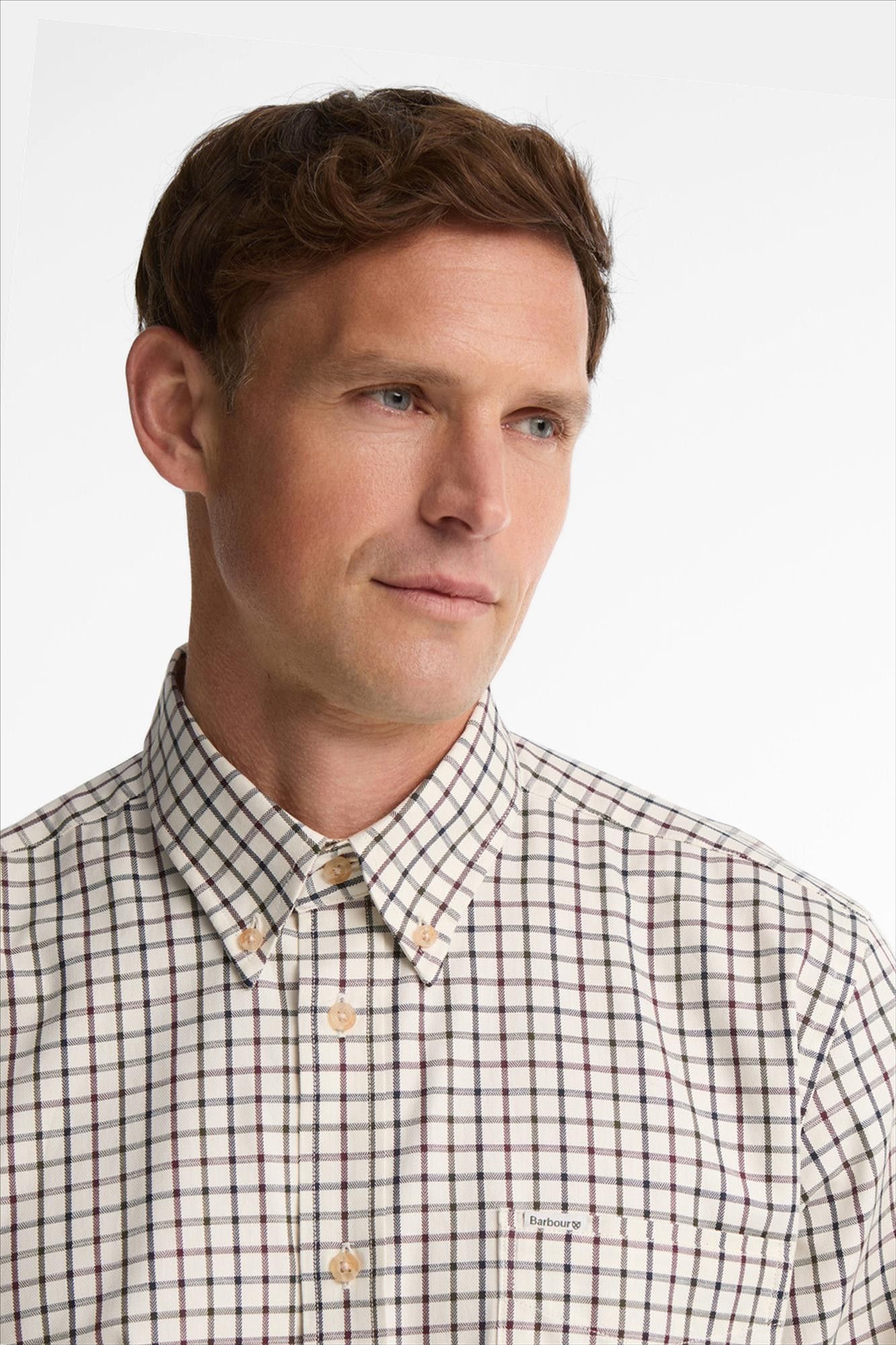 Barbour - Ecru-Bordeaux Sporting hemd