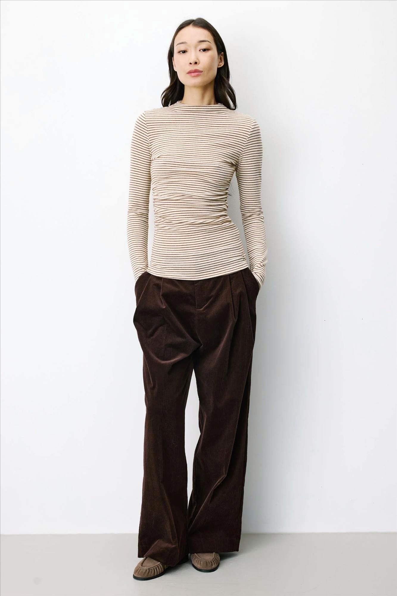 Grace & Mila - Ecru-Donkerbruine Aralee longsleeve