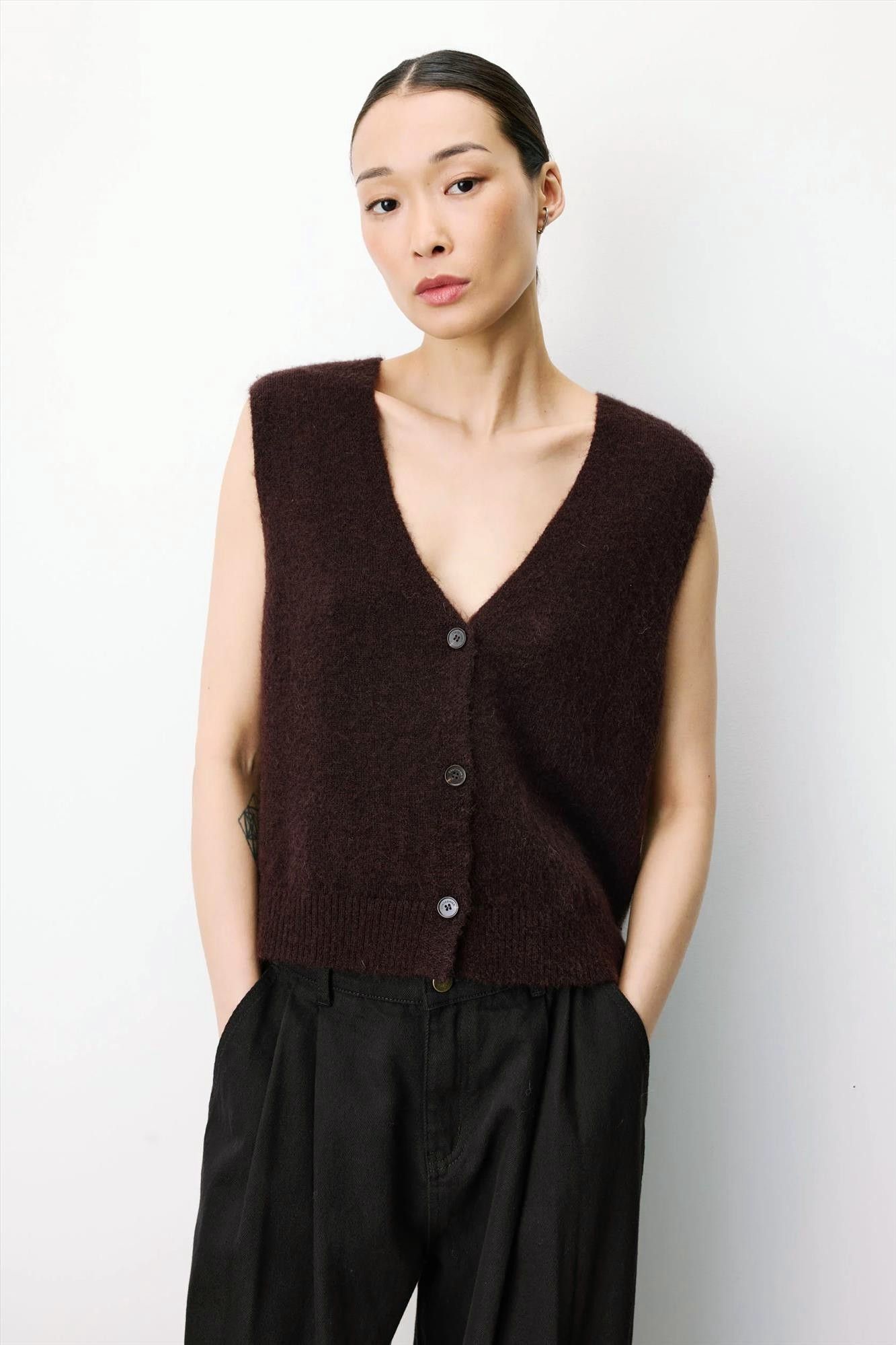 Grace & Mila - Donkerbruine Nars cardigan