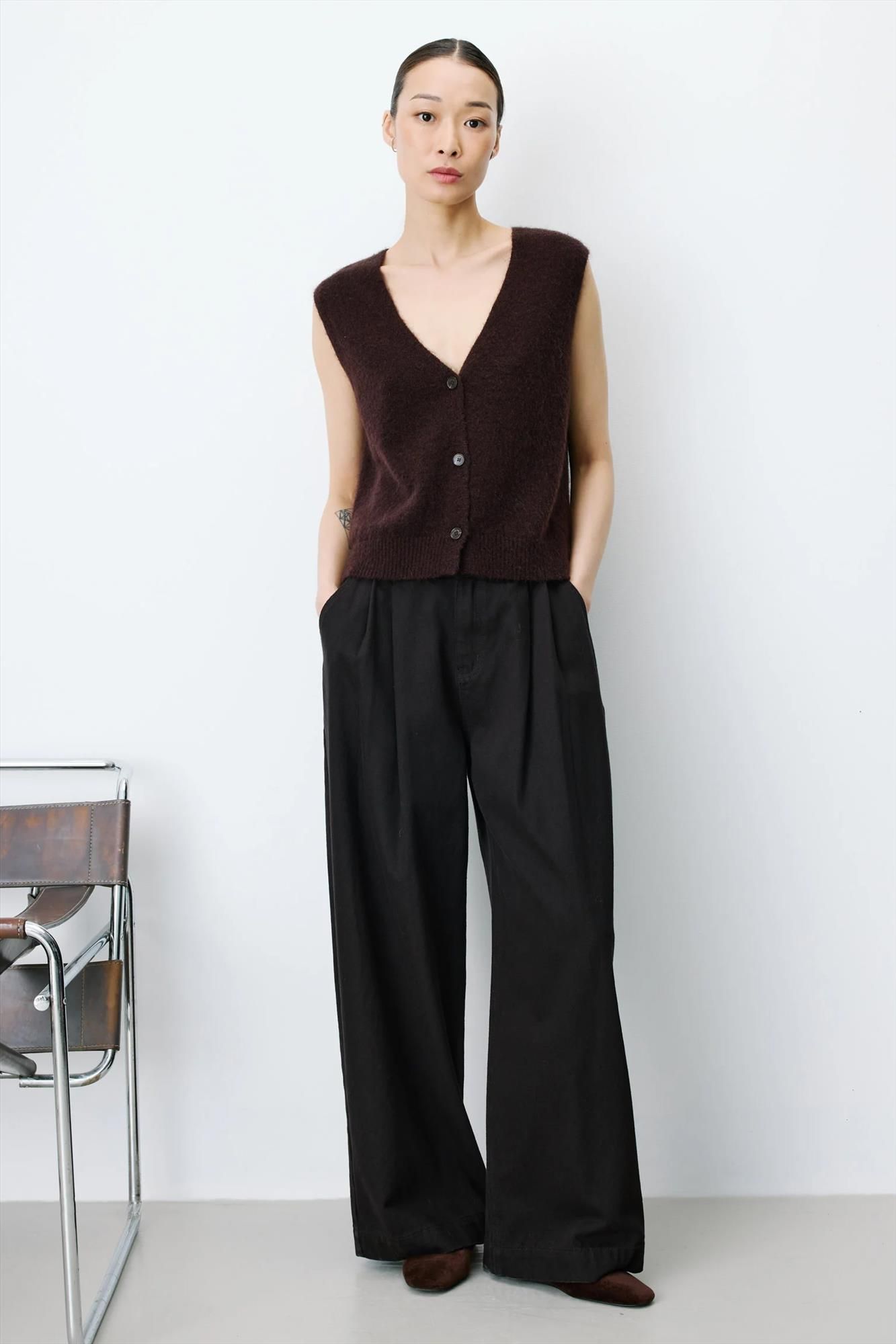 Grace & Mila - Donkerbruine Nars cardigan