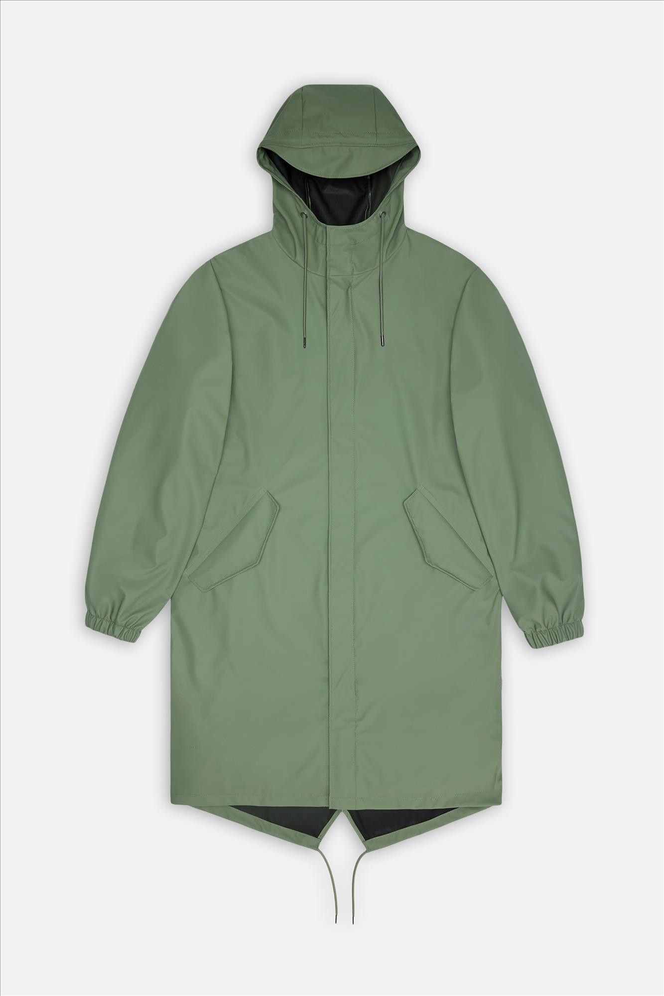 RAINS - Groene Fishtail Long parka