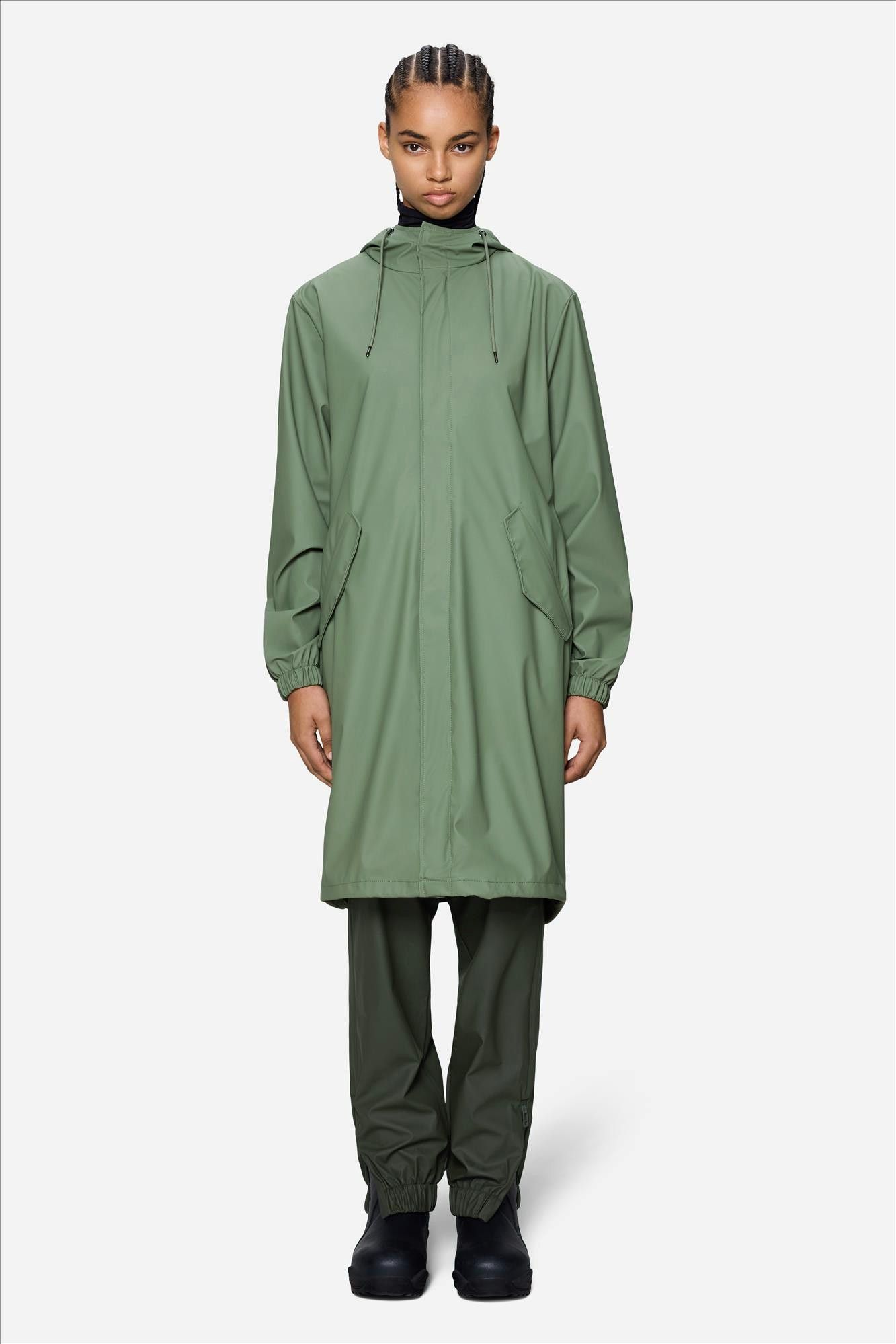 RAINS - Groene Fishtail Long parka