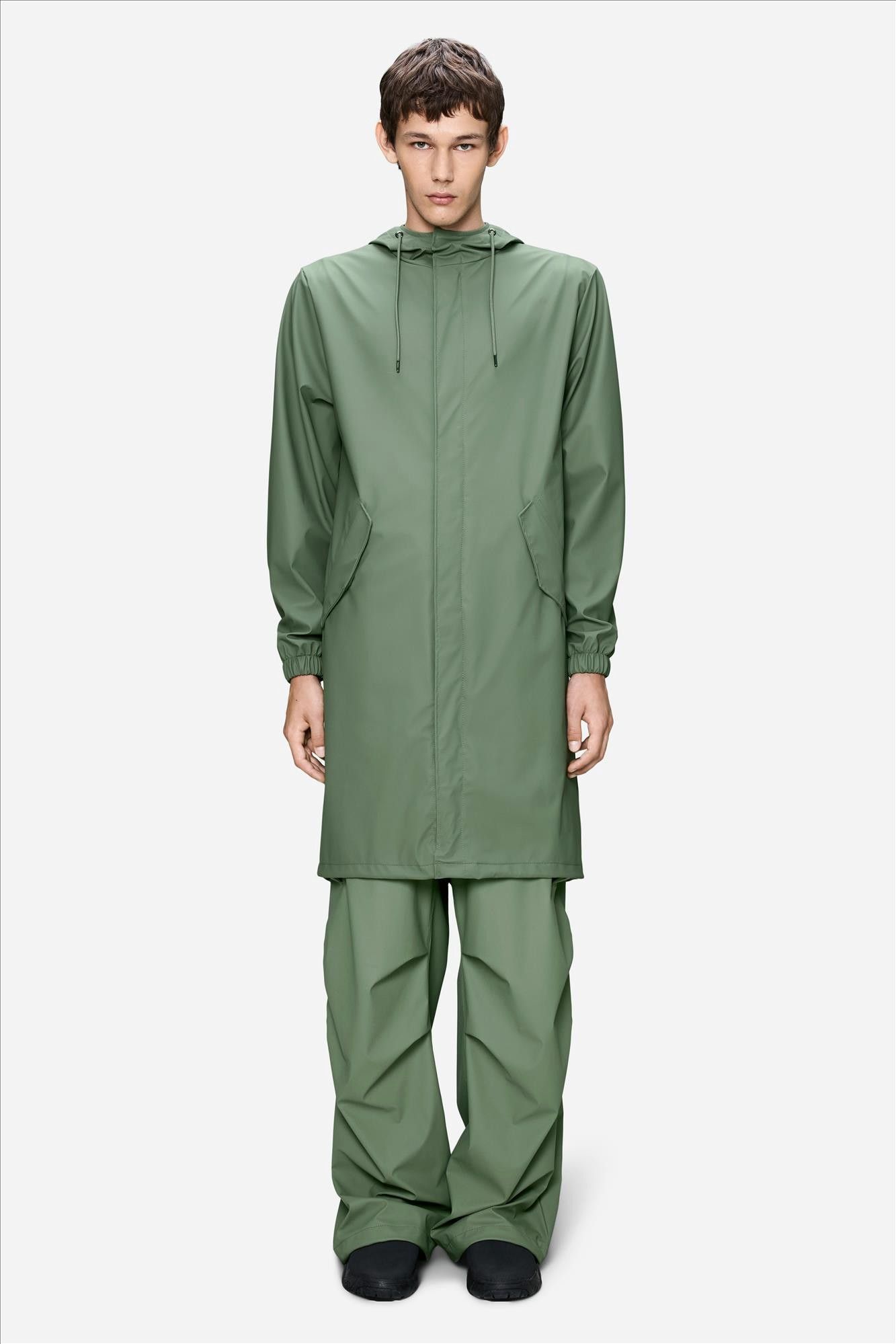 RAINS - Groene Fishtail Long parka
