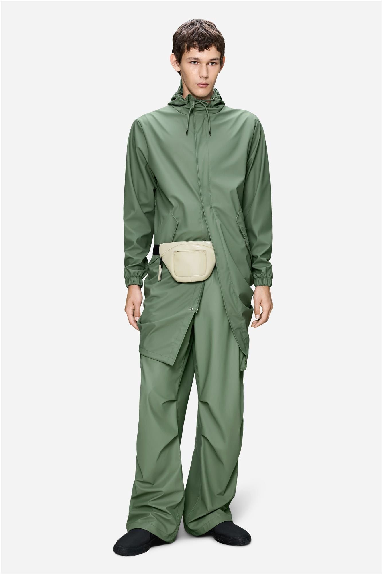 RAINS - Groene Fishtail Long parka