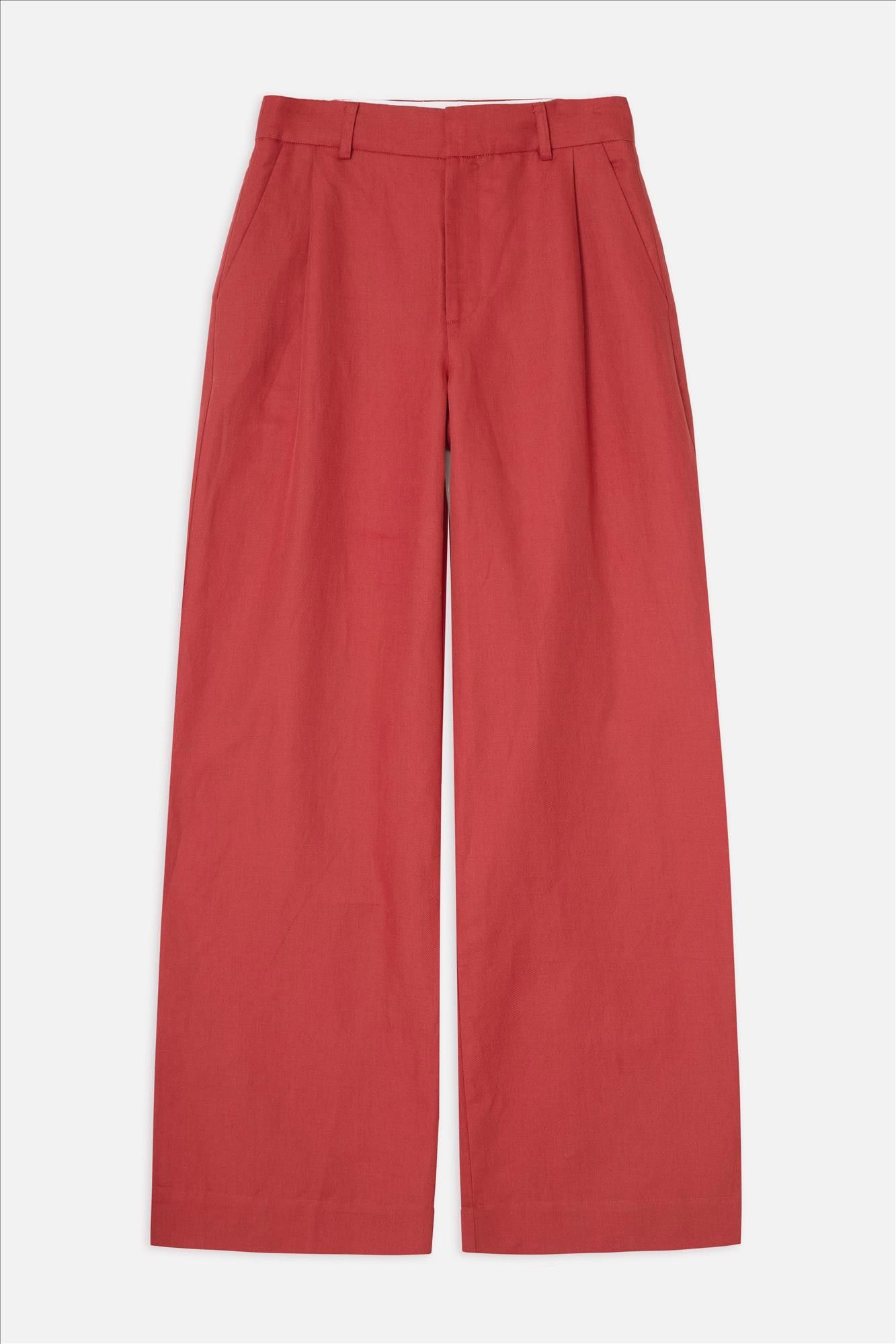 YERSE - Rode Linen Blend broek