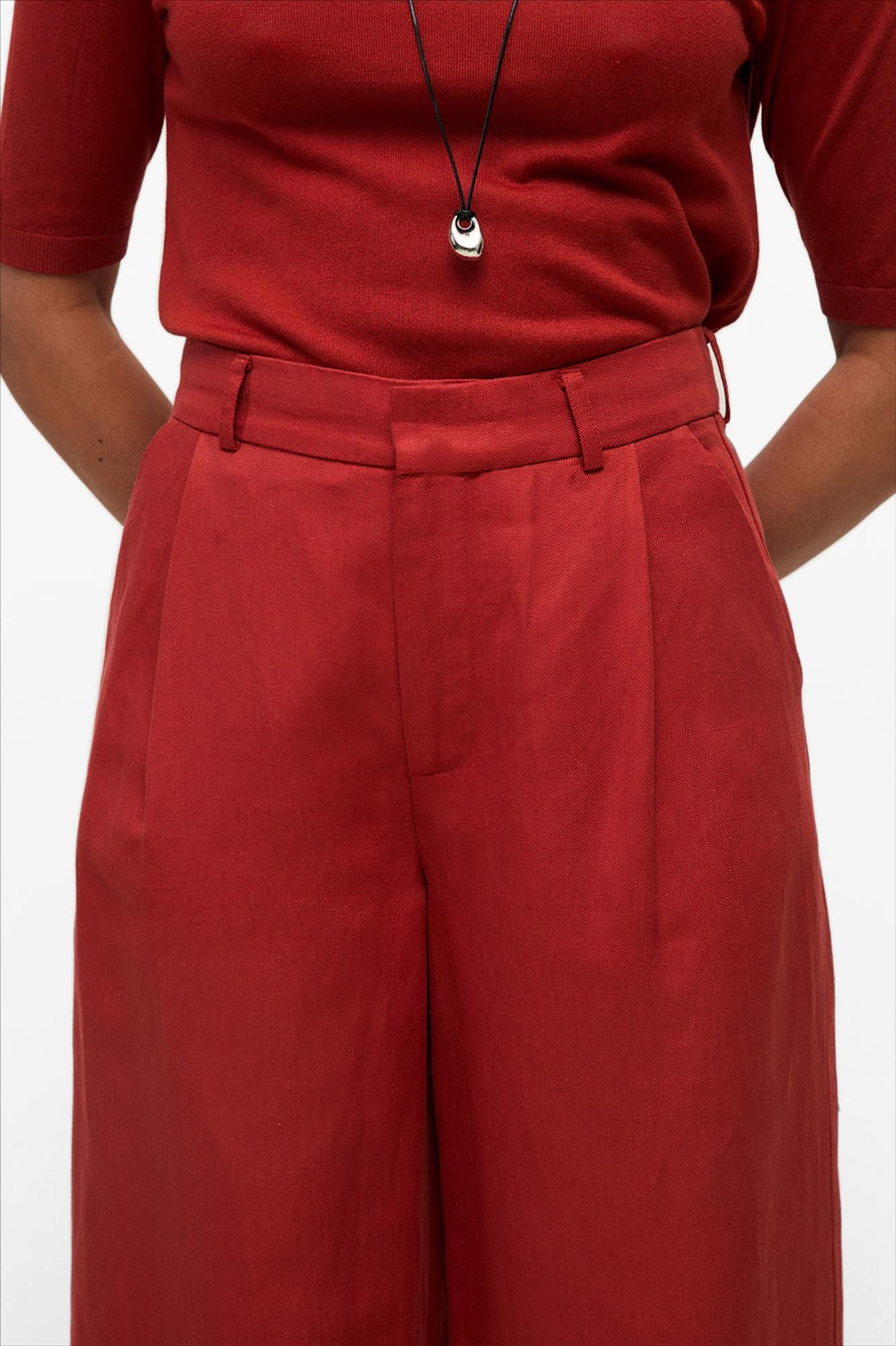 YERSE - Rode Linen Blend broek