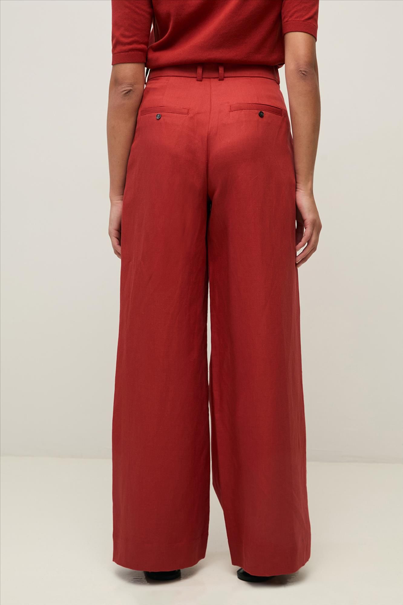 YERSE - Rode Linen Blend broek
