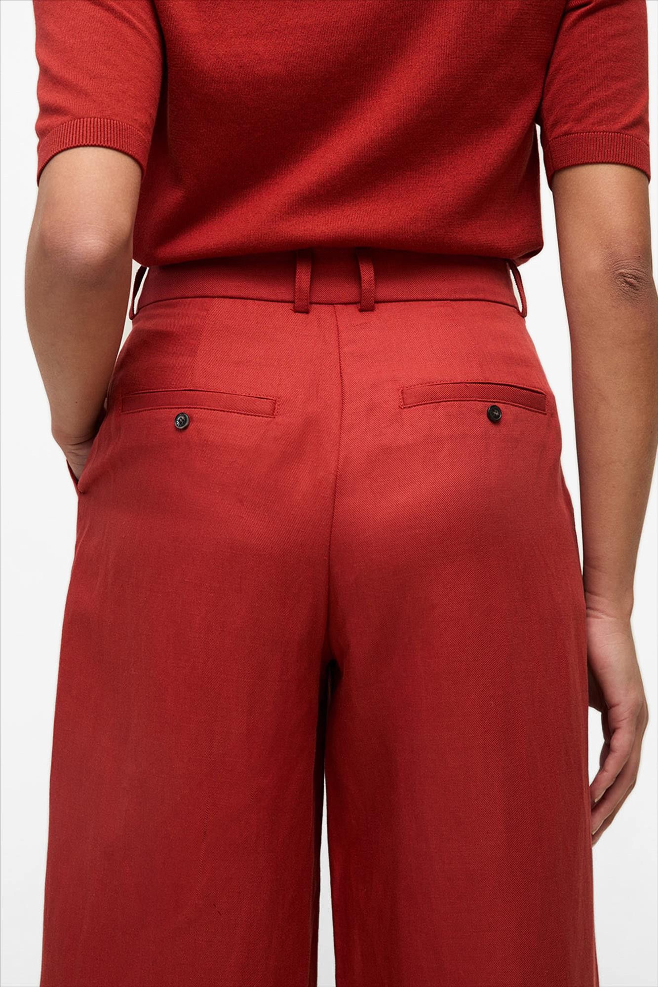 YERSE - Rode Linen Blend broek
