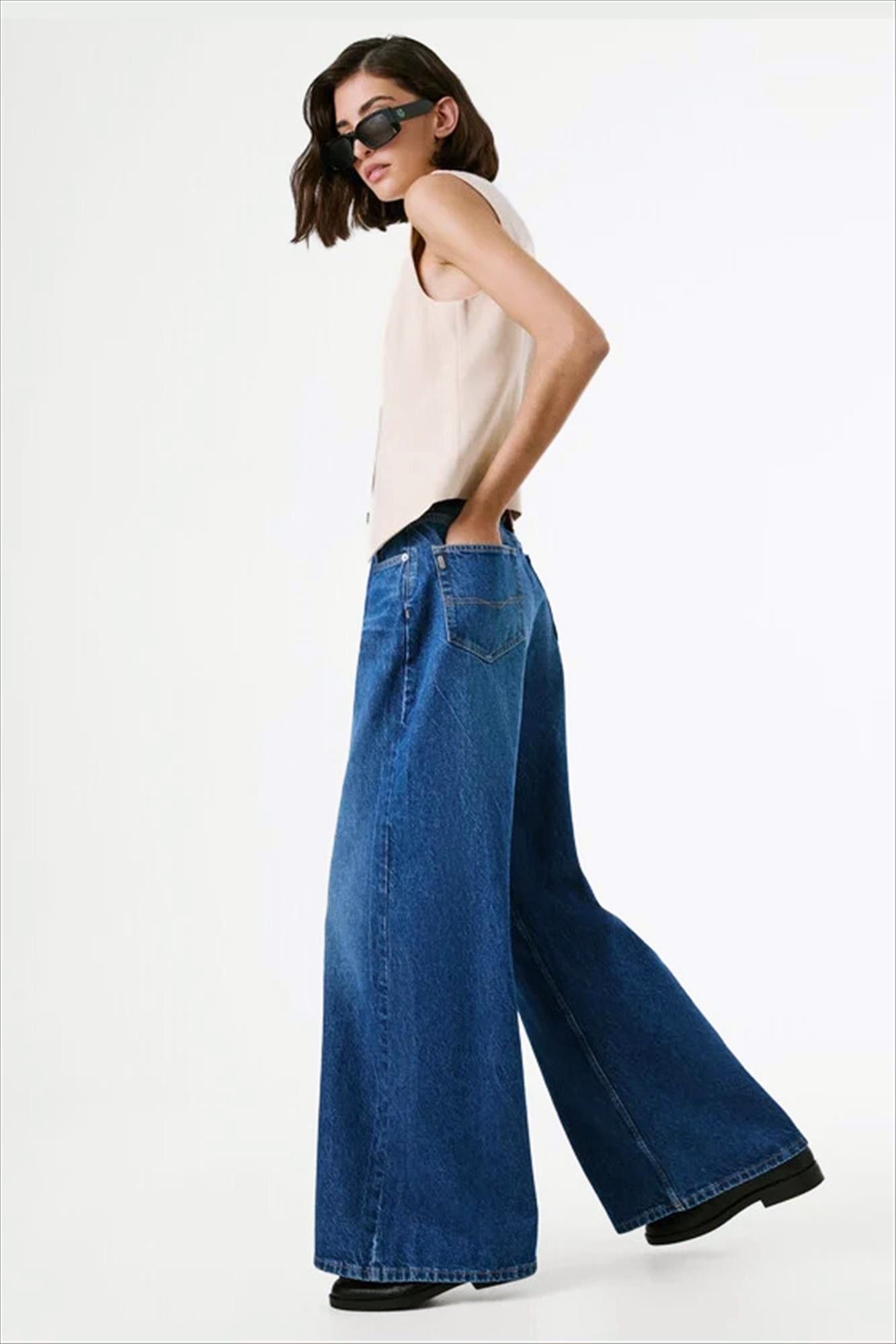 Pepe Jeans London - Donkerblauwe Jaimy Wide jeans