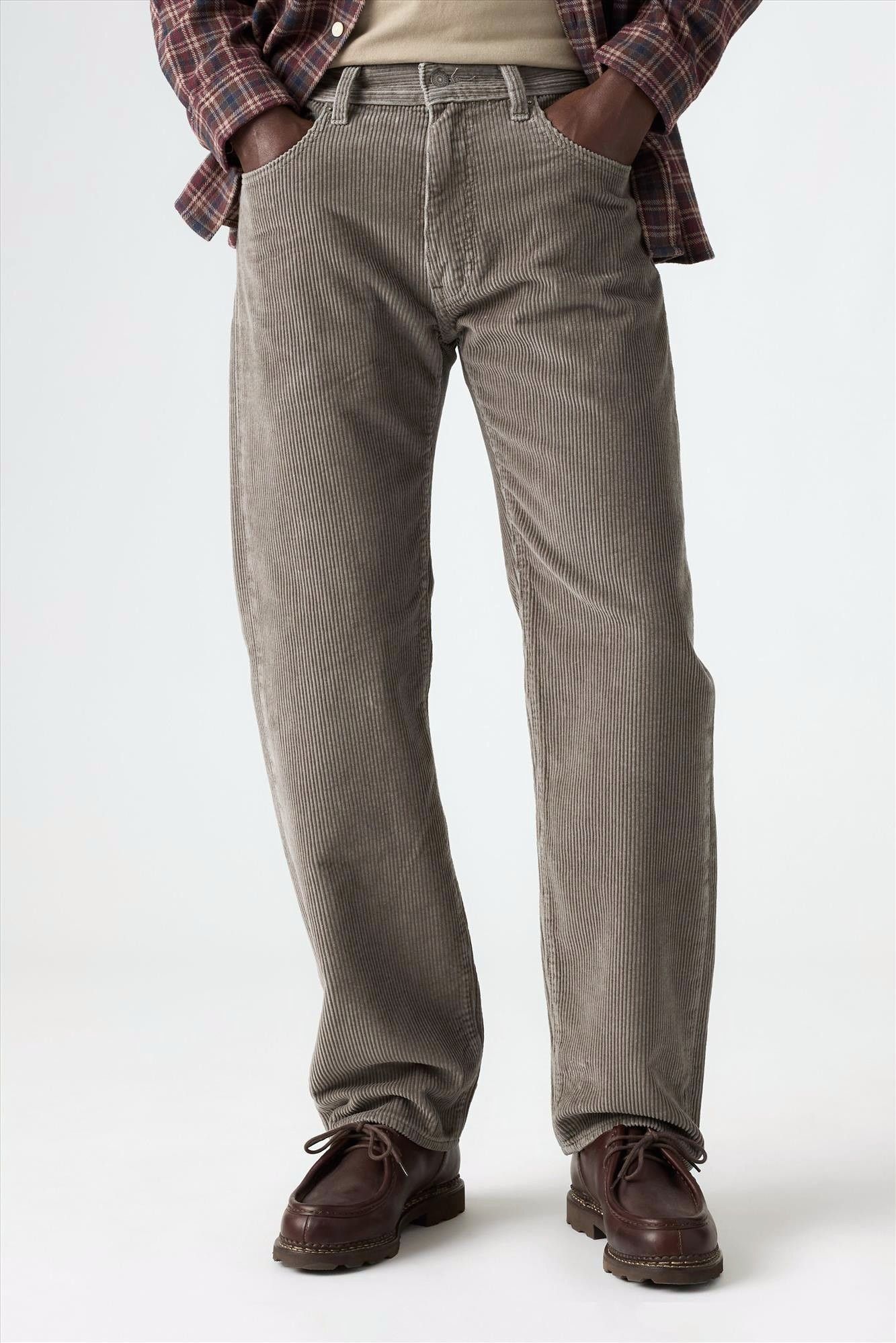 Levi's - Grijze Ribfluwelen 555 Straight jeans