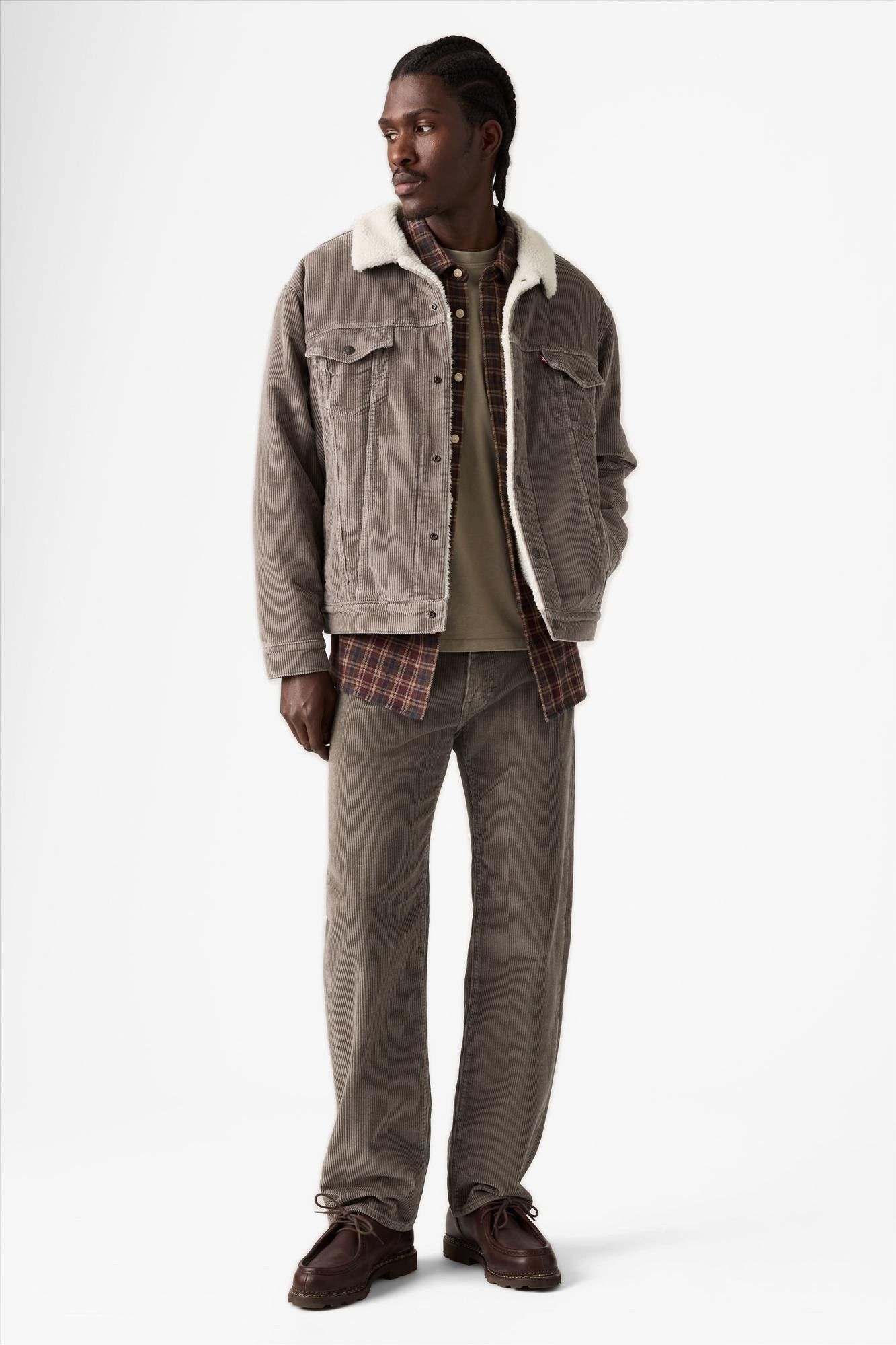 Levi's - Grijze Ribfluwelen 555 Straight jeans