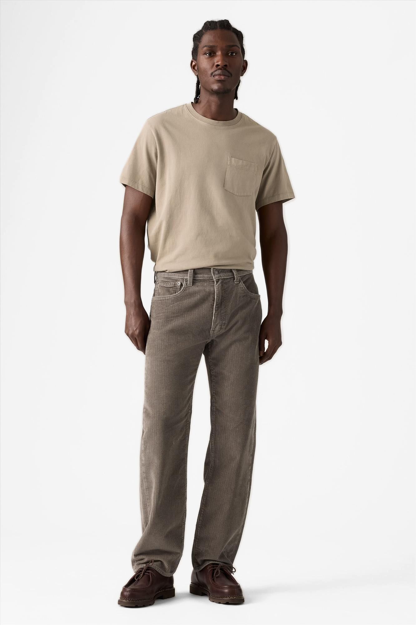 Levi's - Grijze Ribfluwelen 555 Straight jeans