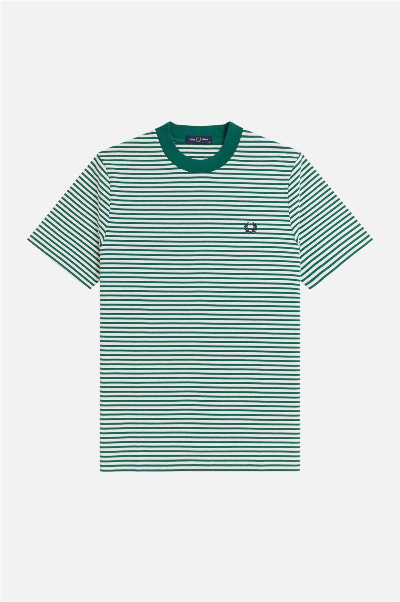 Fred Perry - Groen-Witte Fine Stripe T-shirt