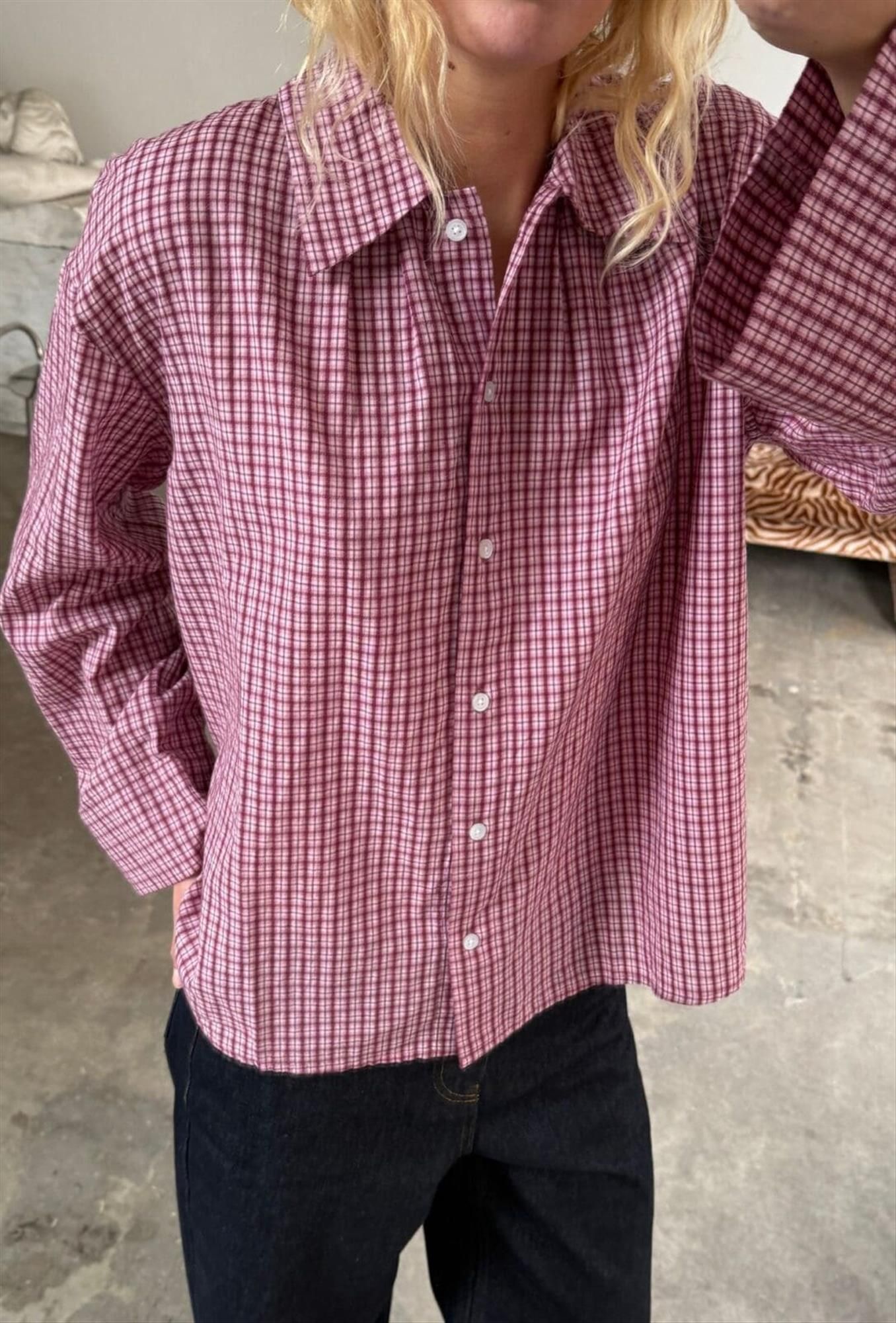 Boii - Roze Tinsi Check blouse