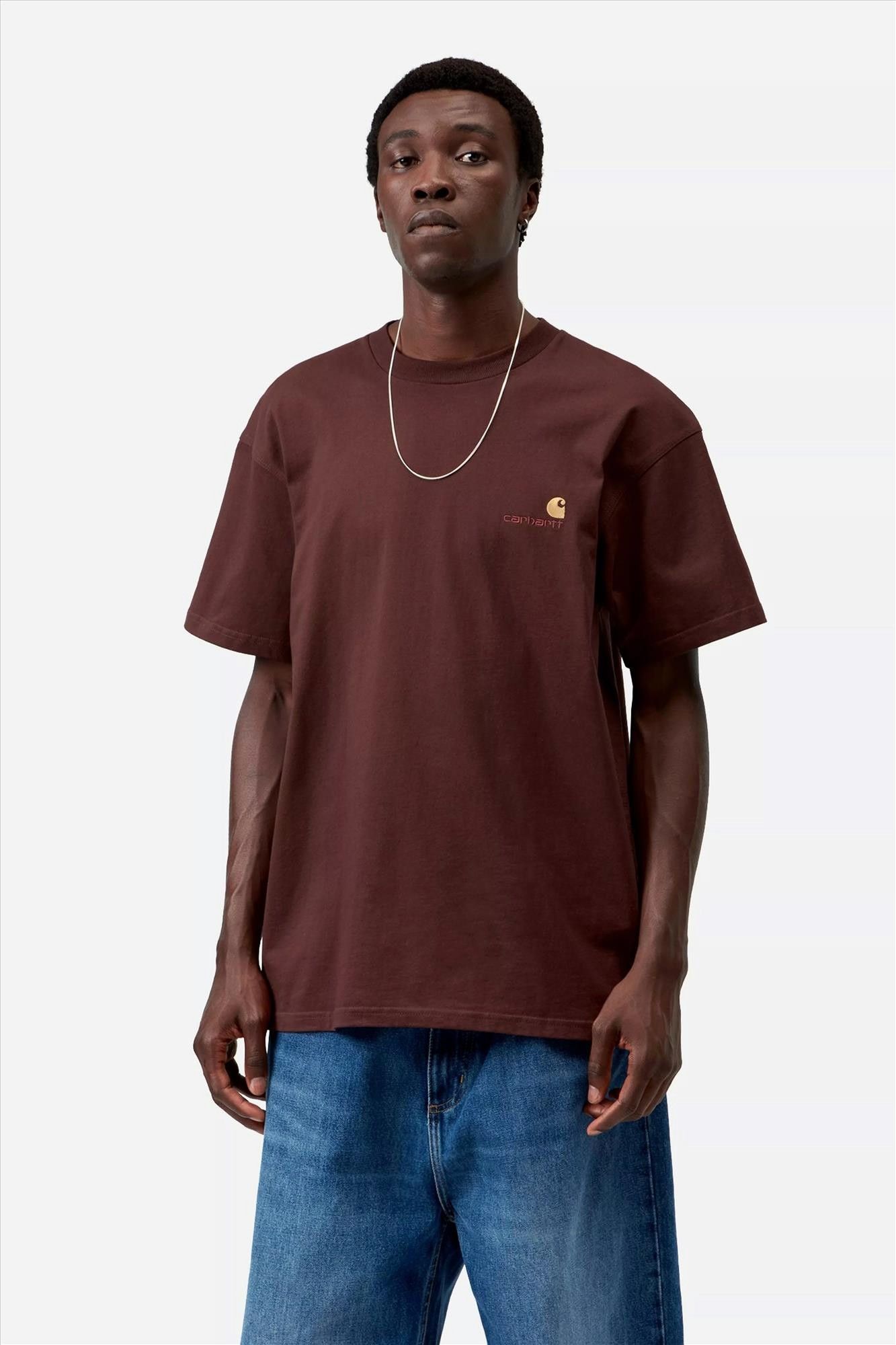 Carhartt WIP - Donkerbordeaux American Script T-shirt