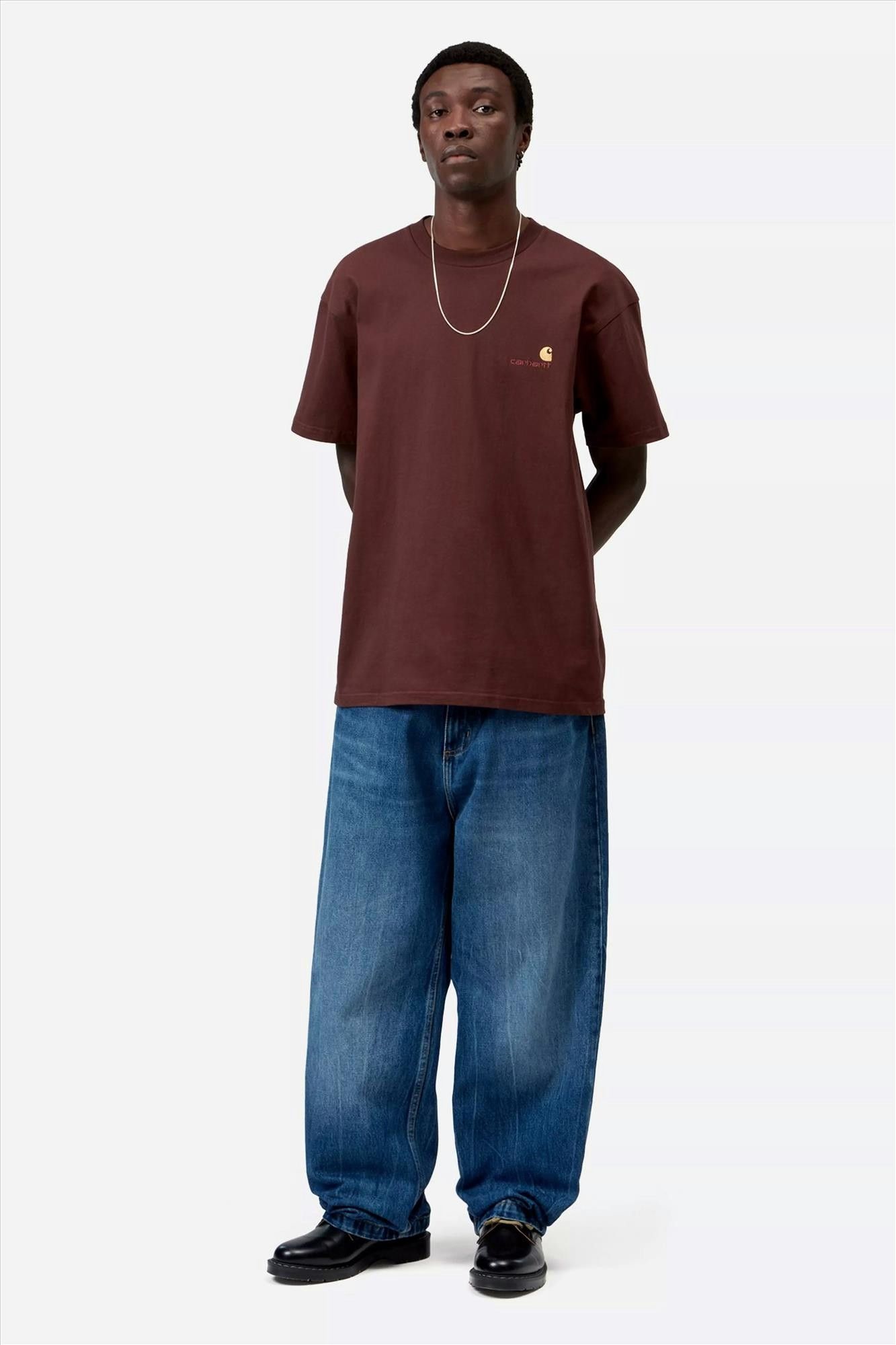 Carhartt WIP - Donkerbordeaux American Script T-shirt