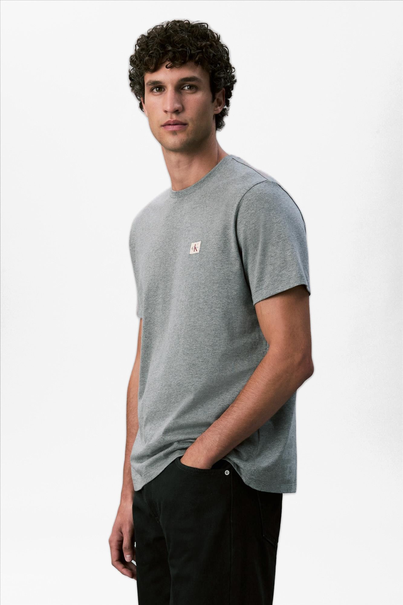 Calvin Klein Jeans - Grijze Logo Badge T-shirt