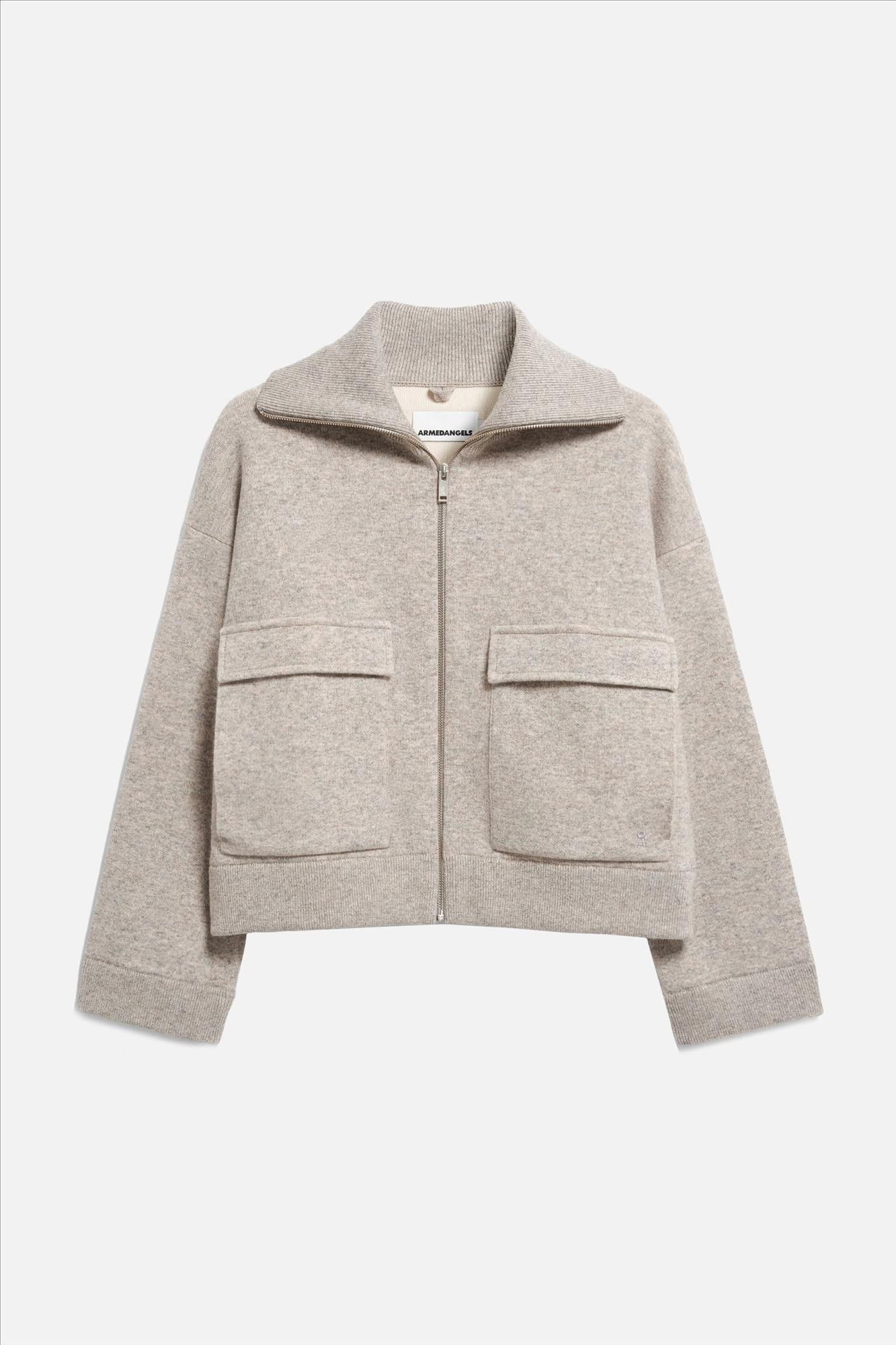 Armed Angels - Grijsbeige Cotton-Wool Knit jas