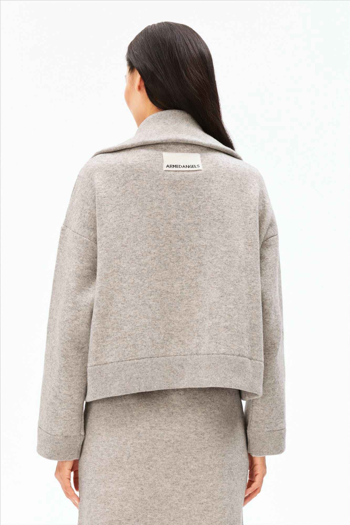 Armed Angels - Grijsbeige Cotton-Wool Knit jas