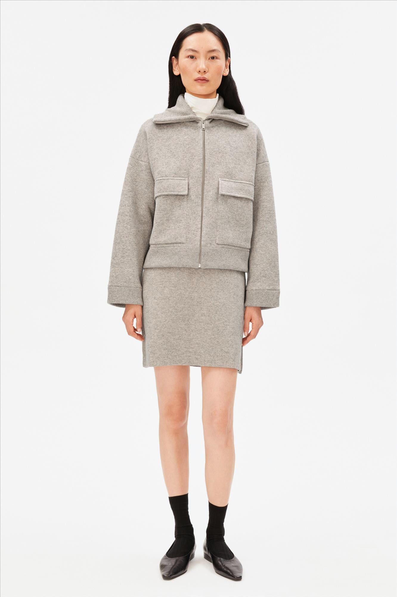 Armed Angels - Grijsbeige Cotton-Wool Knit jas