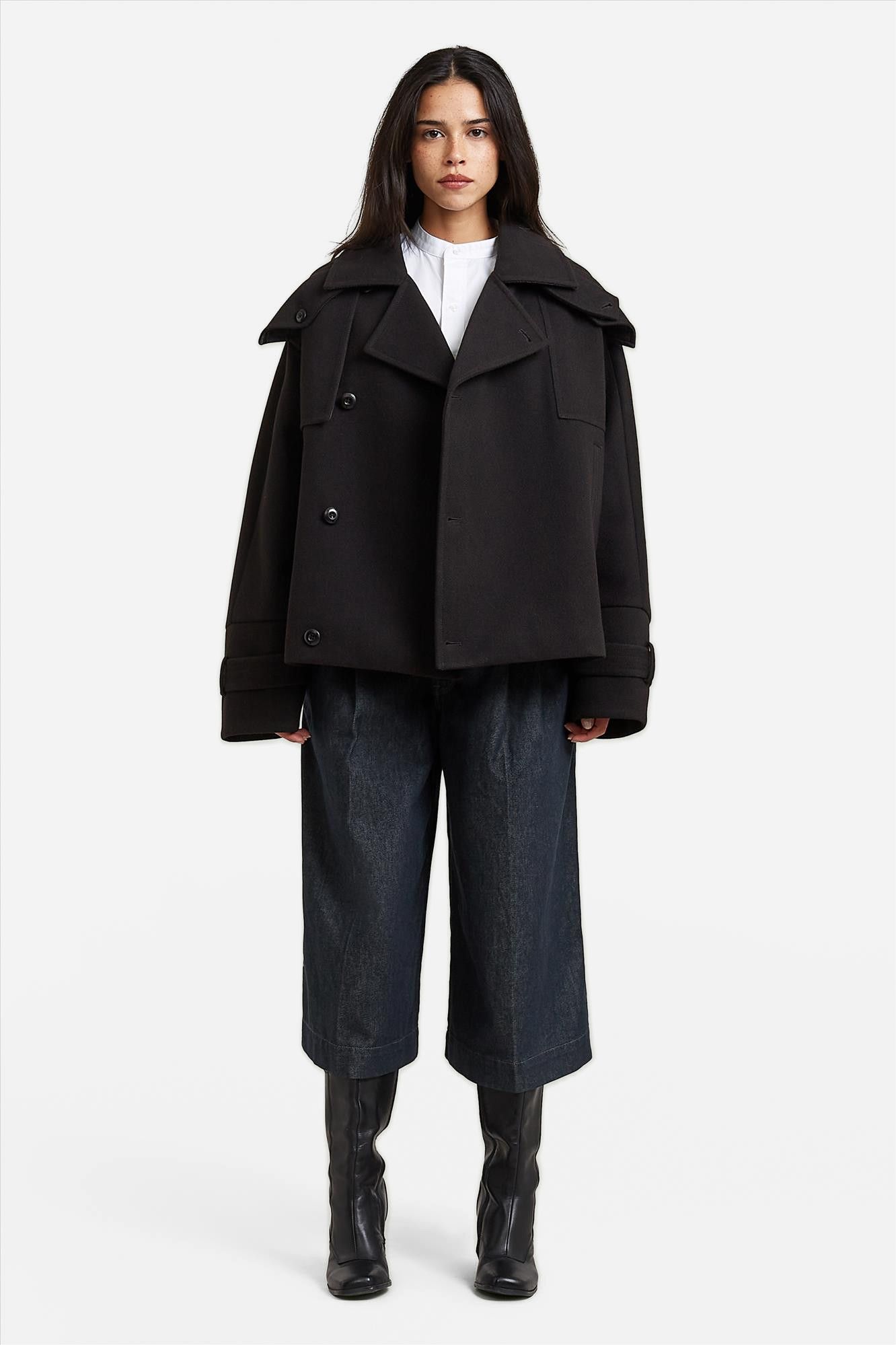 G-Star - Zwarte 4-Pocket Cape mantel